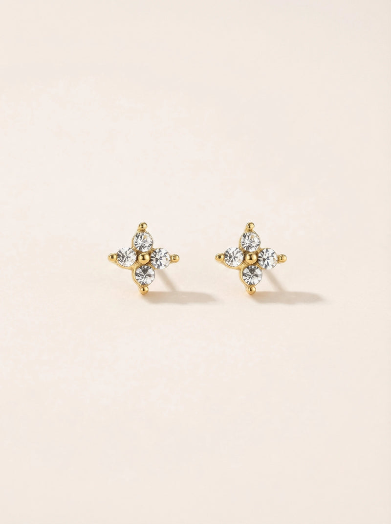 Flower Caltrop Diamond Edelstahl Ohrstecker