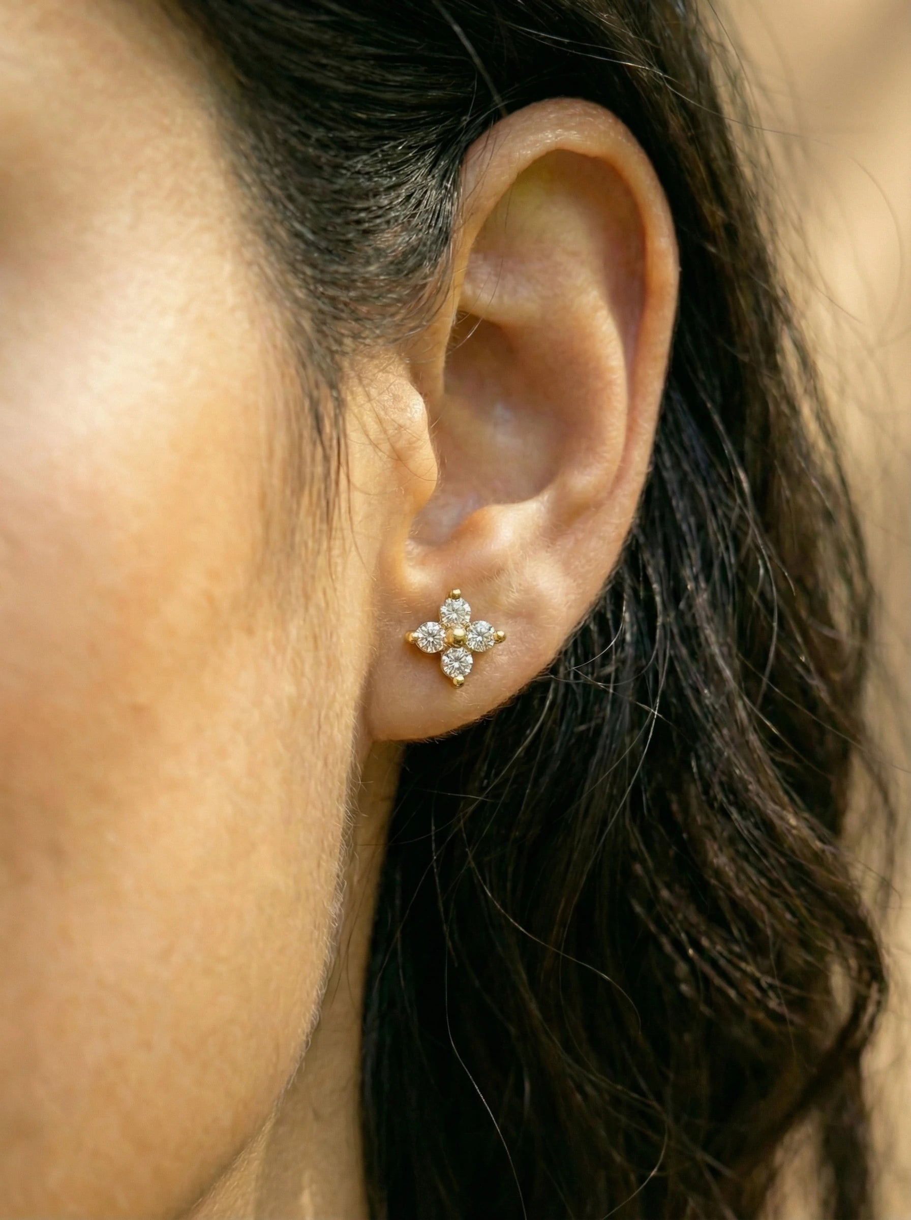 Flower Caltrop Diamond Edelstahl Ohrstecker - Produktbild 4