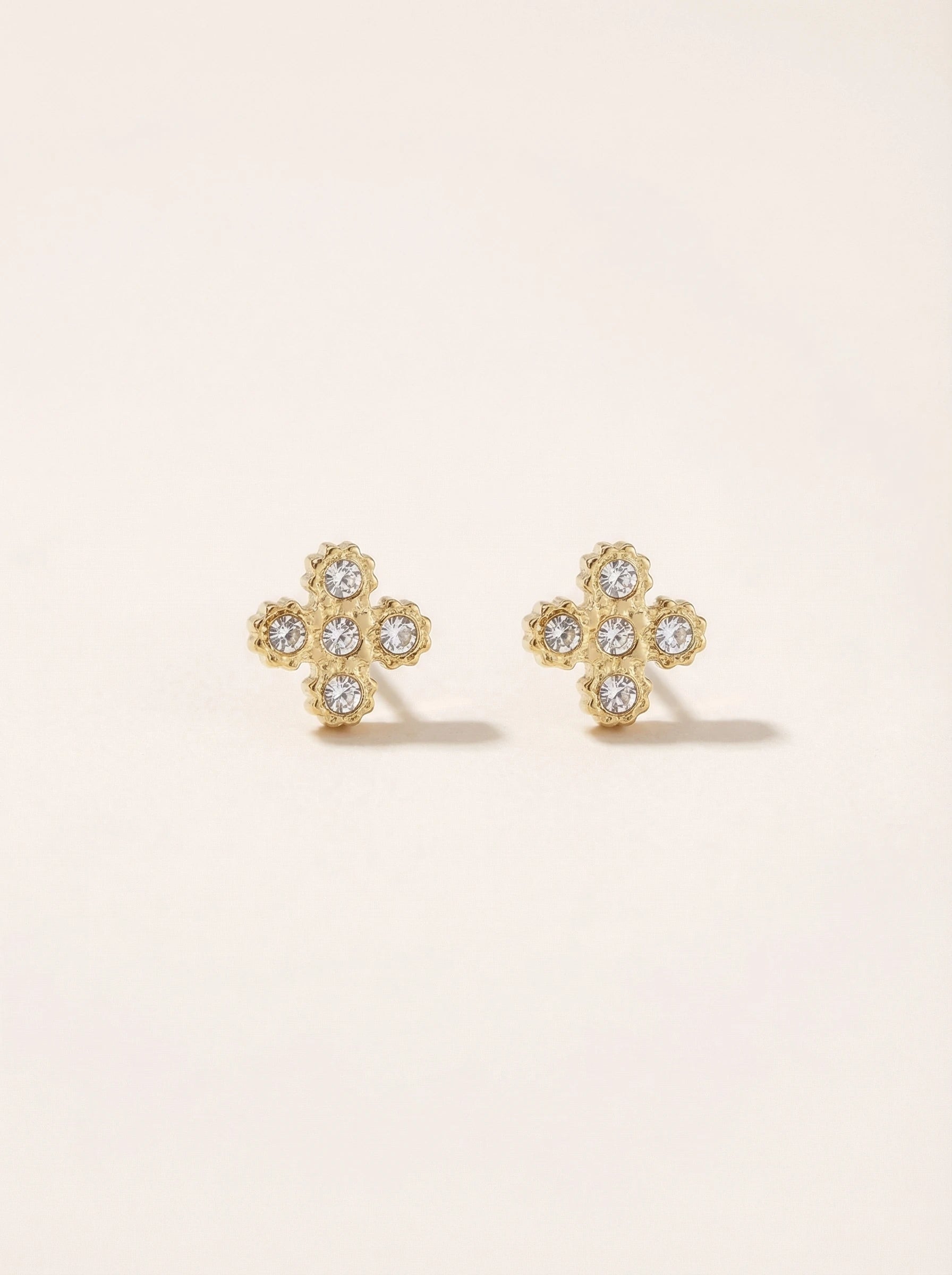 Ferro Cross Diamonds Edelstahl Ohrstecker