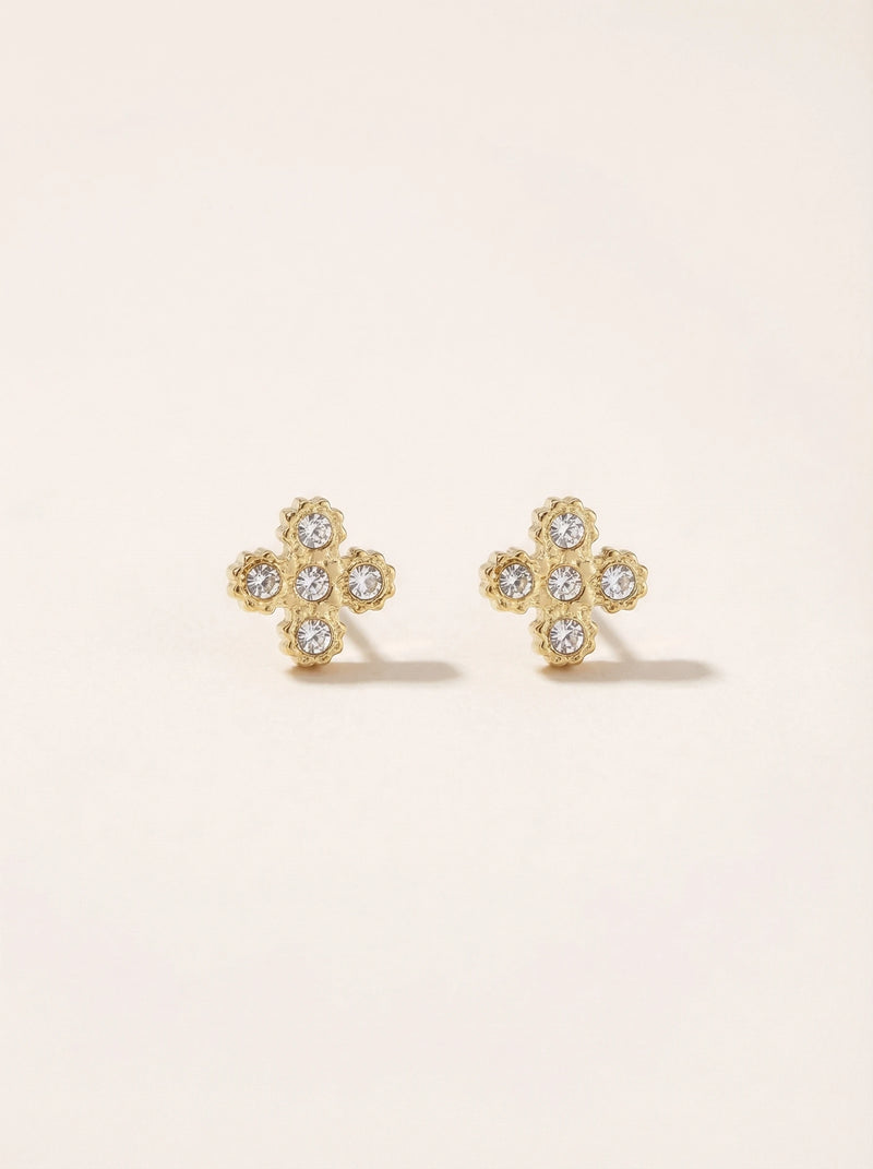 Ferro Cross Diamonds Edelstahl Ohrstecker
