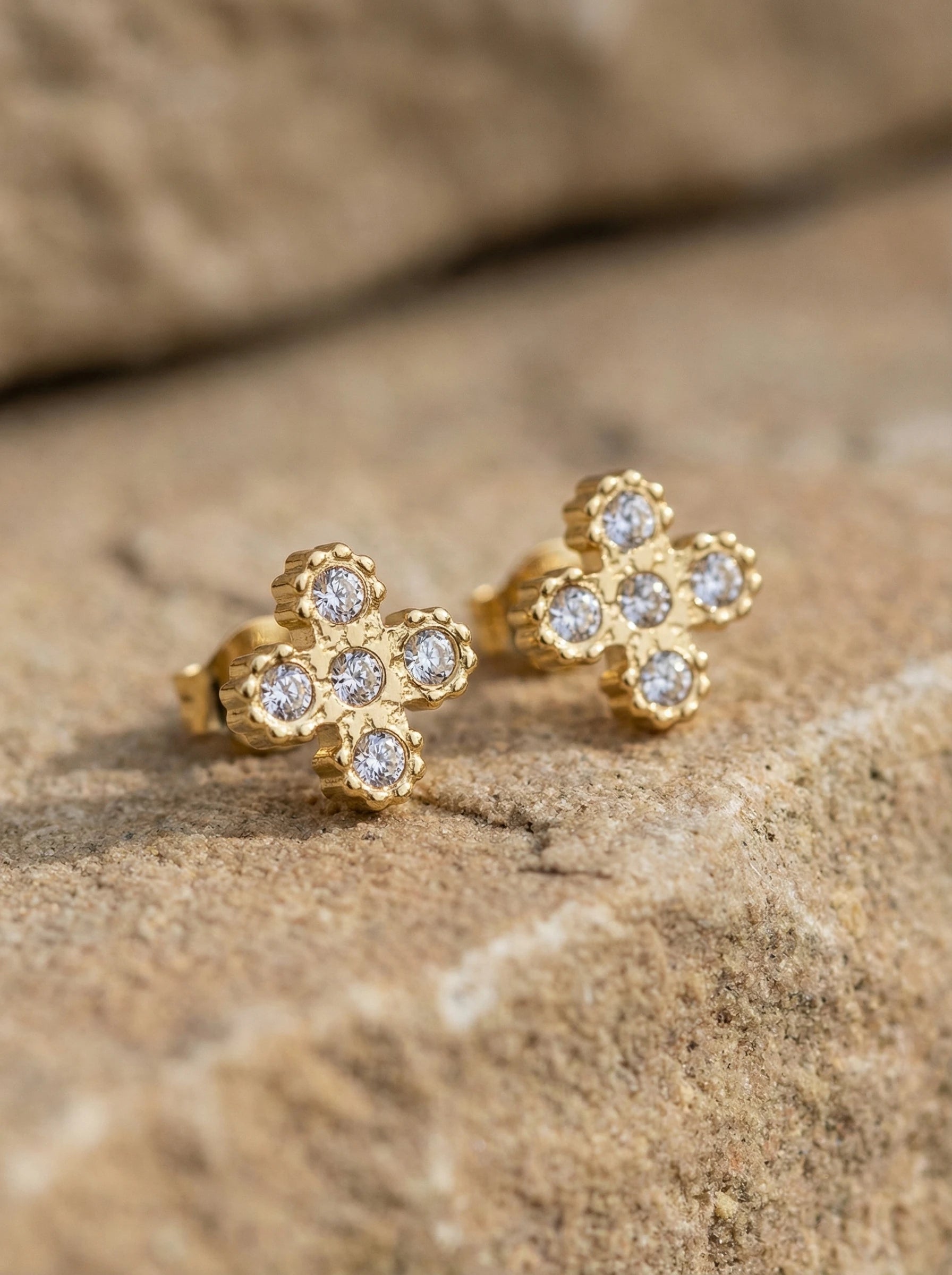 Ferro Cross Diamonds Edelstahl Ohrstecker - Produktbild 2