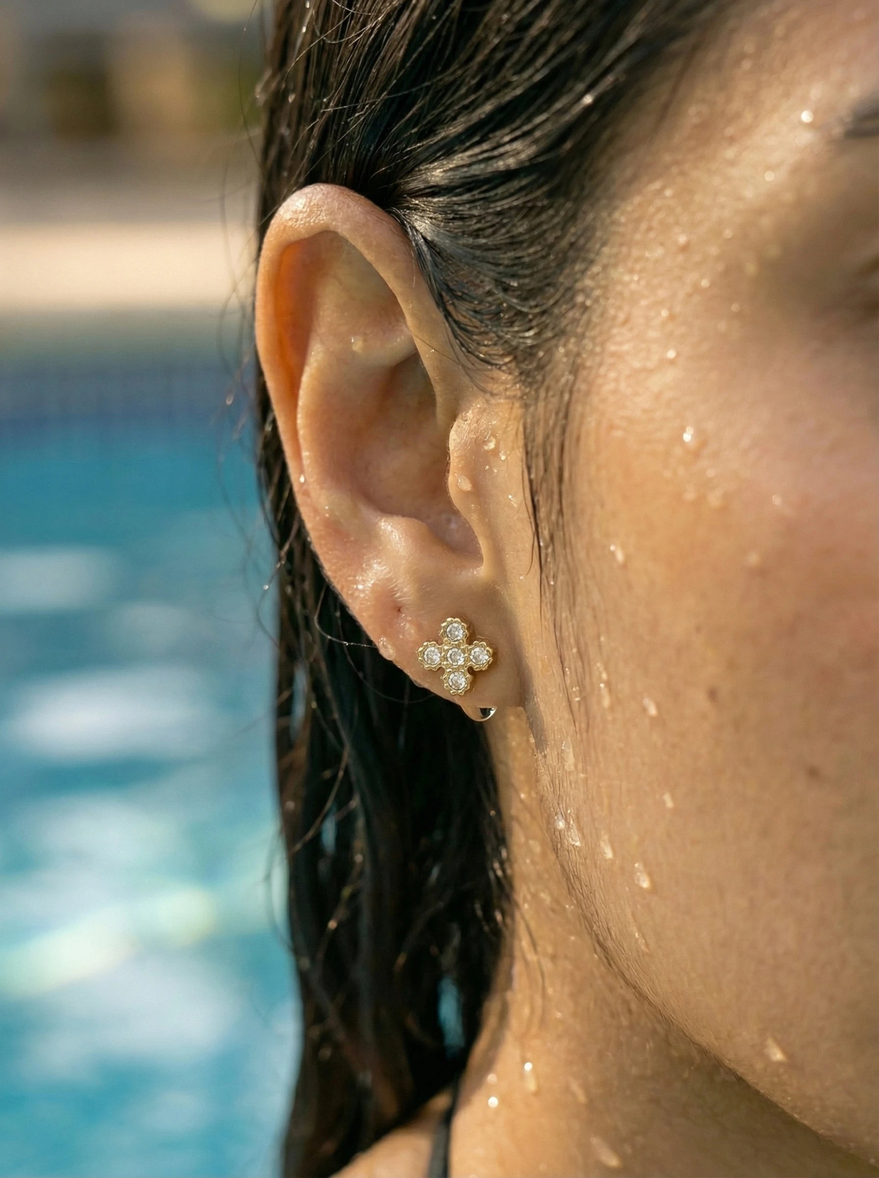 Ferro Cross Diamonds Edelstahl Ohrstecker - Produktbild 8