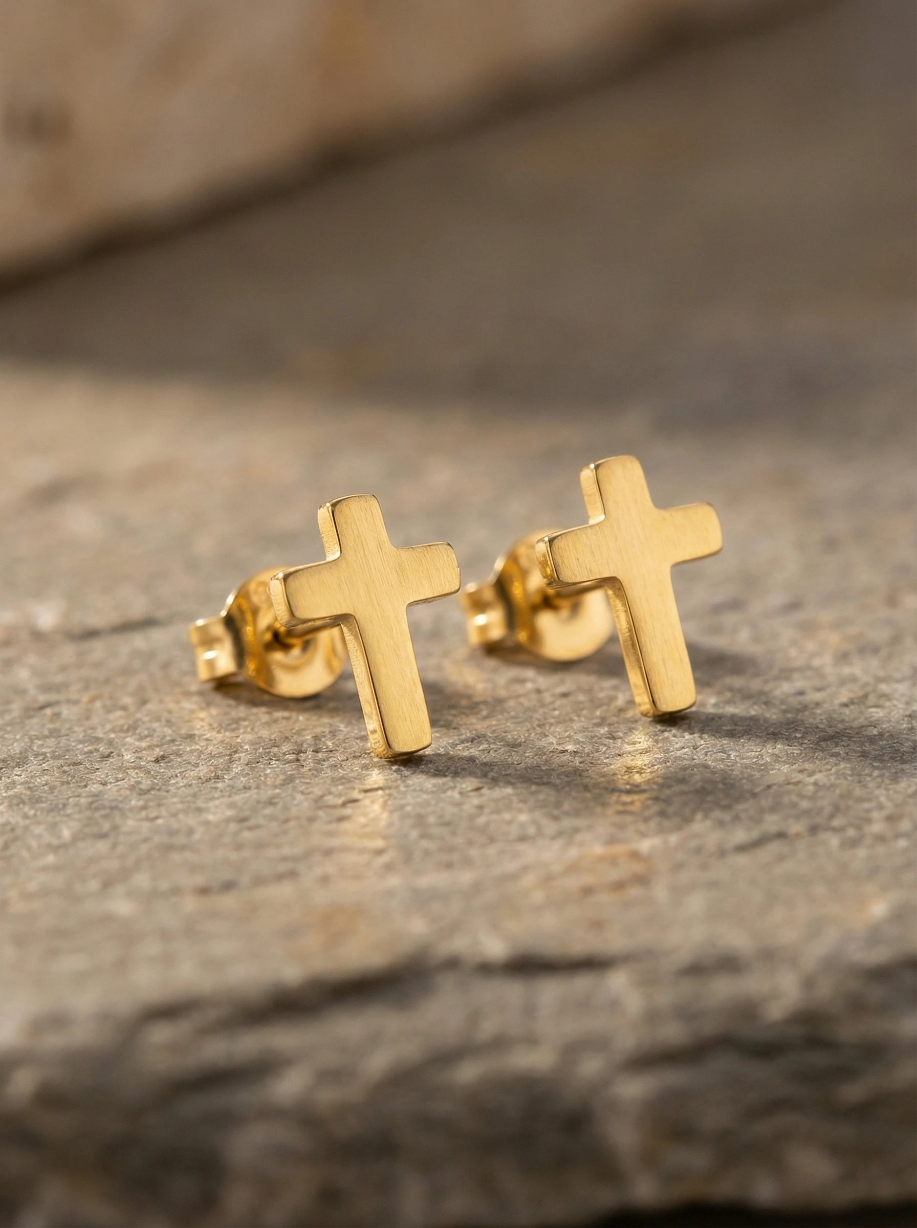 Simple Latin Cross Edelstahl Ohrstecker - Produktbild 2
