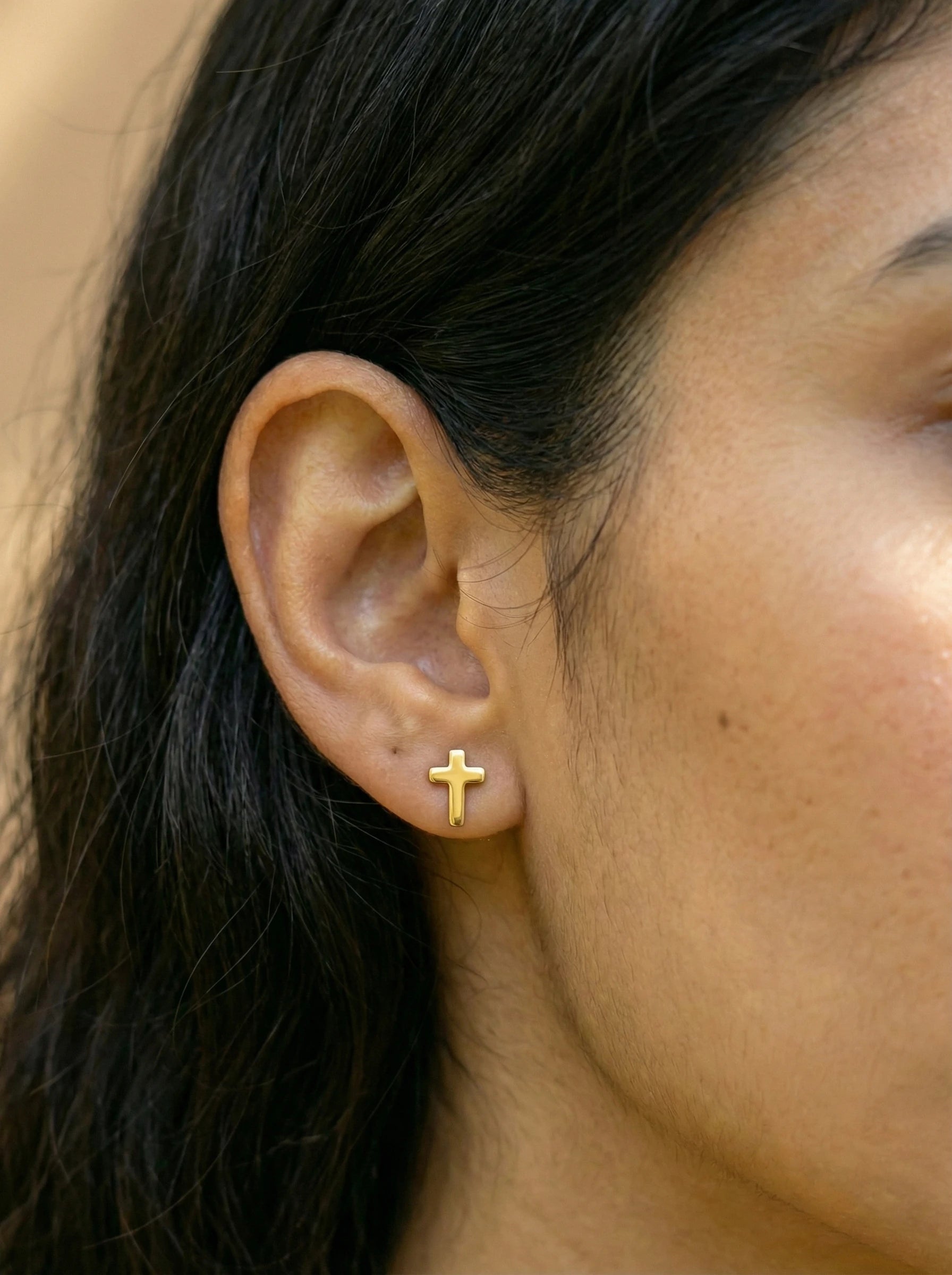 Simple Latin Cross Edelstahl Ohrstecker - Produktbild 3