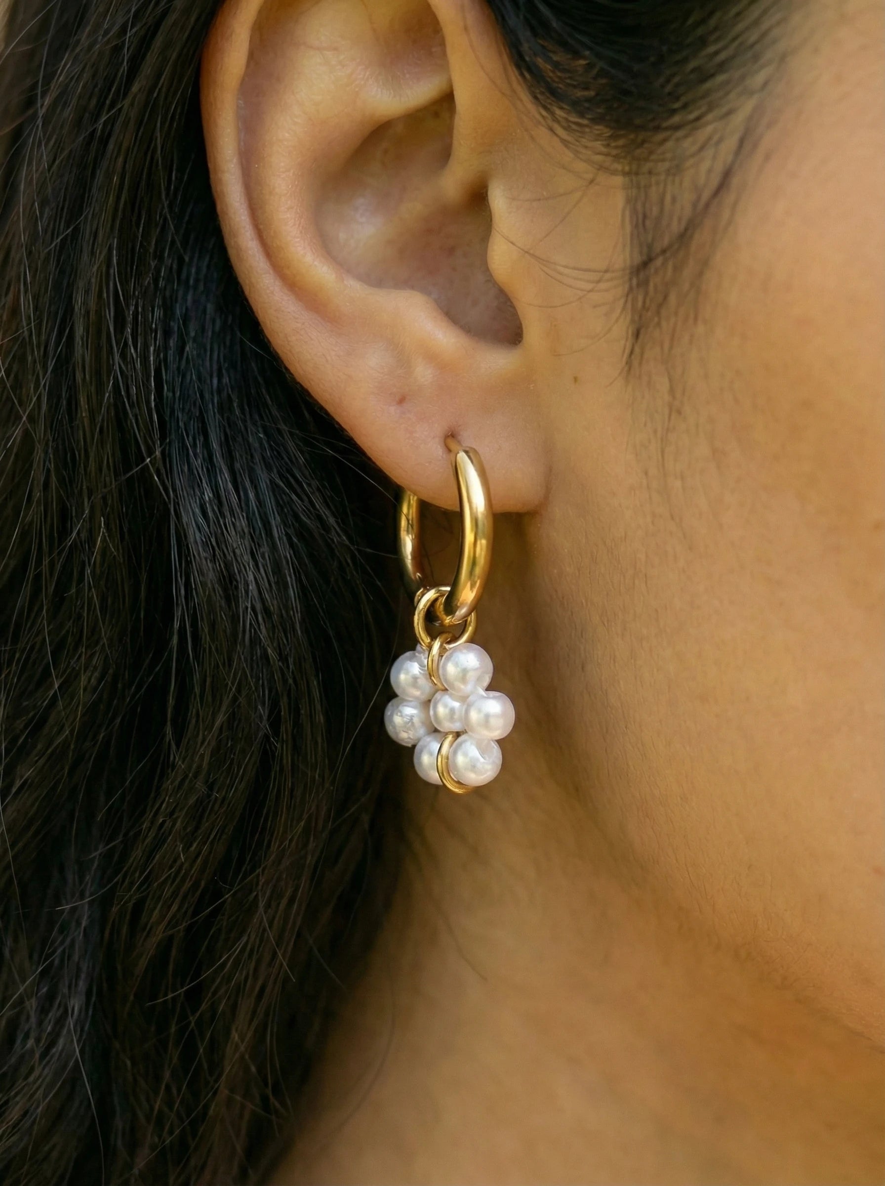 White Pearl Flora Edelstahl Ohrringe - Produktbild 4
