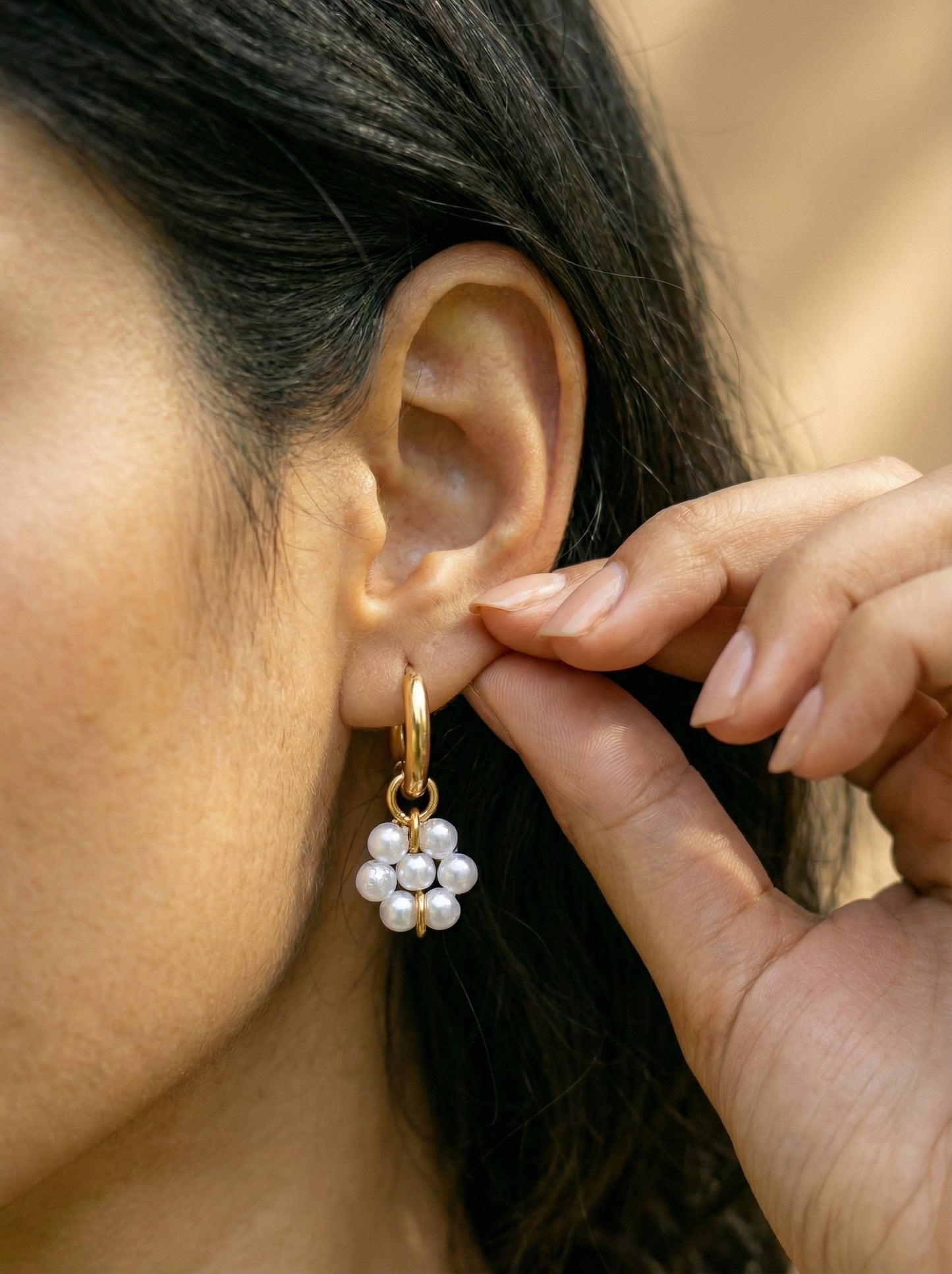 White Pearl Flora Edelstahl Ohrringe