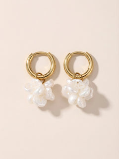 Chunky Pearl Cluster Edelstahl Ohrringe