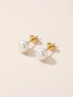 Simple Fresh Water Pearl Edelstahl Ohrringe