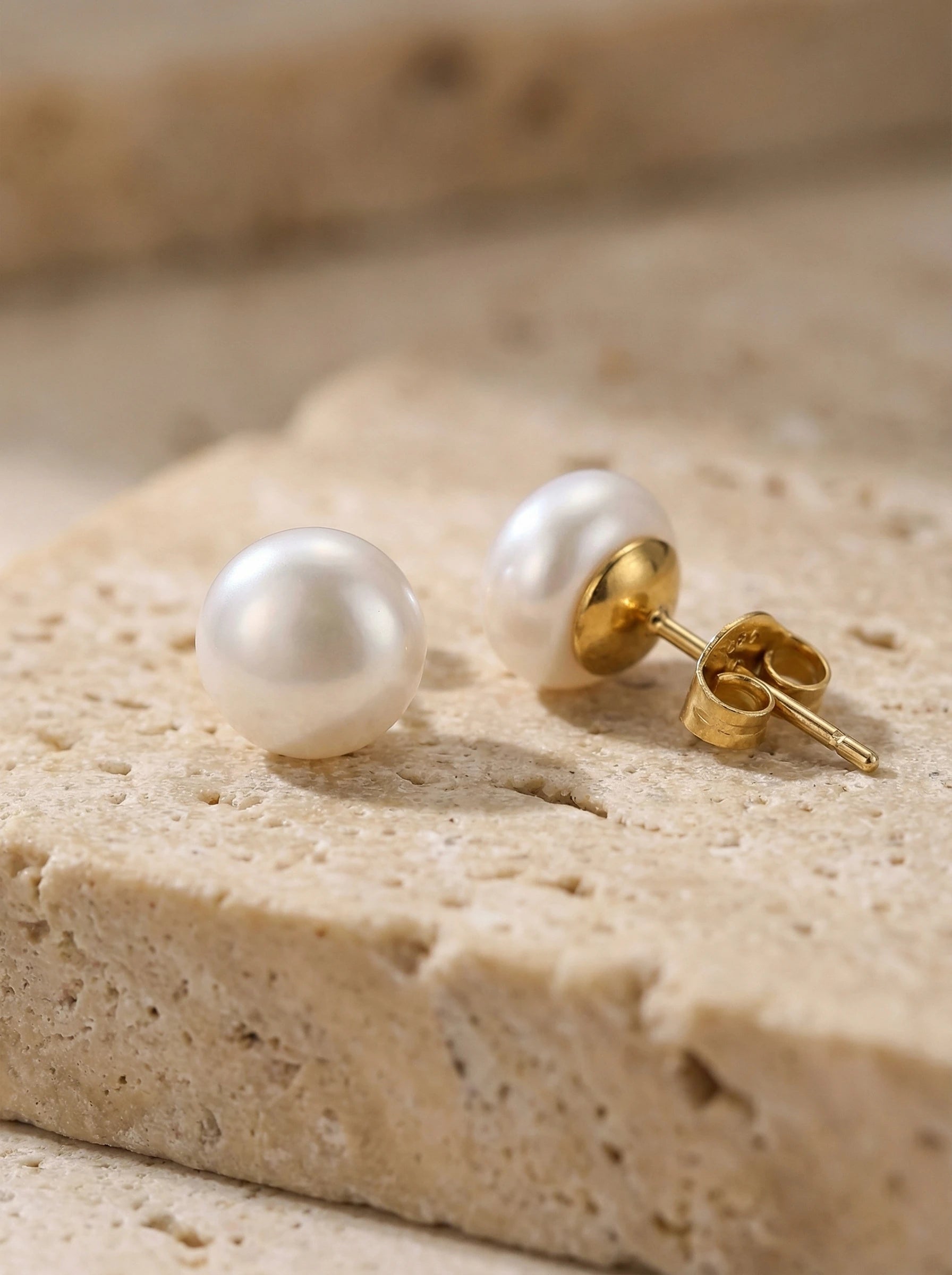 Simple Fresh Water Pearl Edelstahl Ohrringe - Produktbild 2