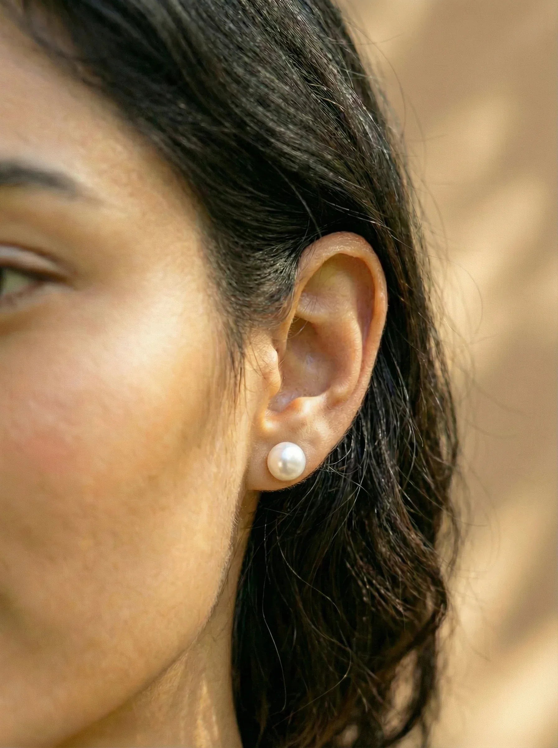 Simple Fresh Water Pearl Edelstahl Ohrringe - Produktbild 3