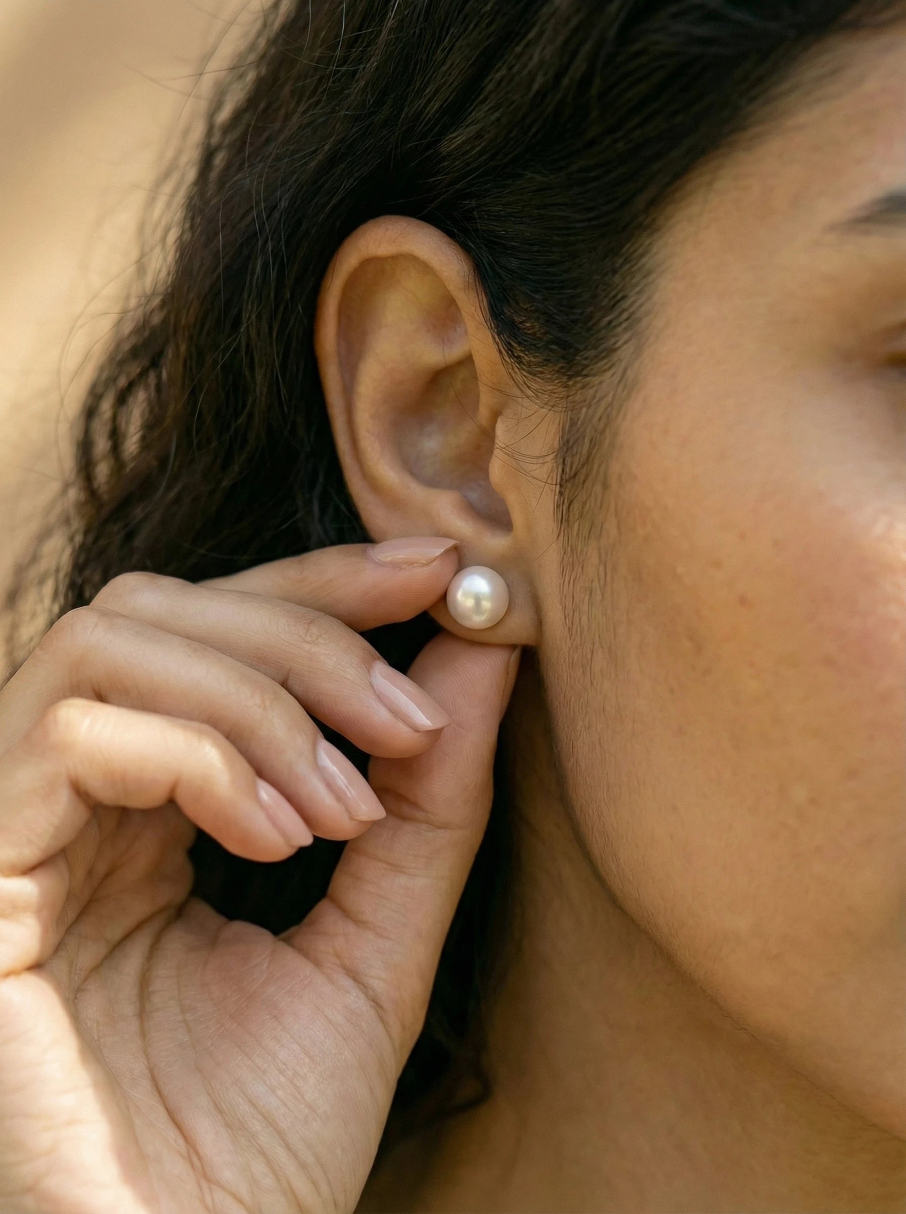 Simple Fresh Water Pearl Edelstahl Ohrringe - Produktbild 5