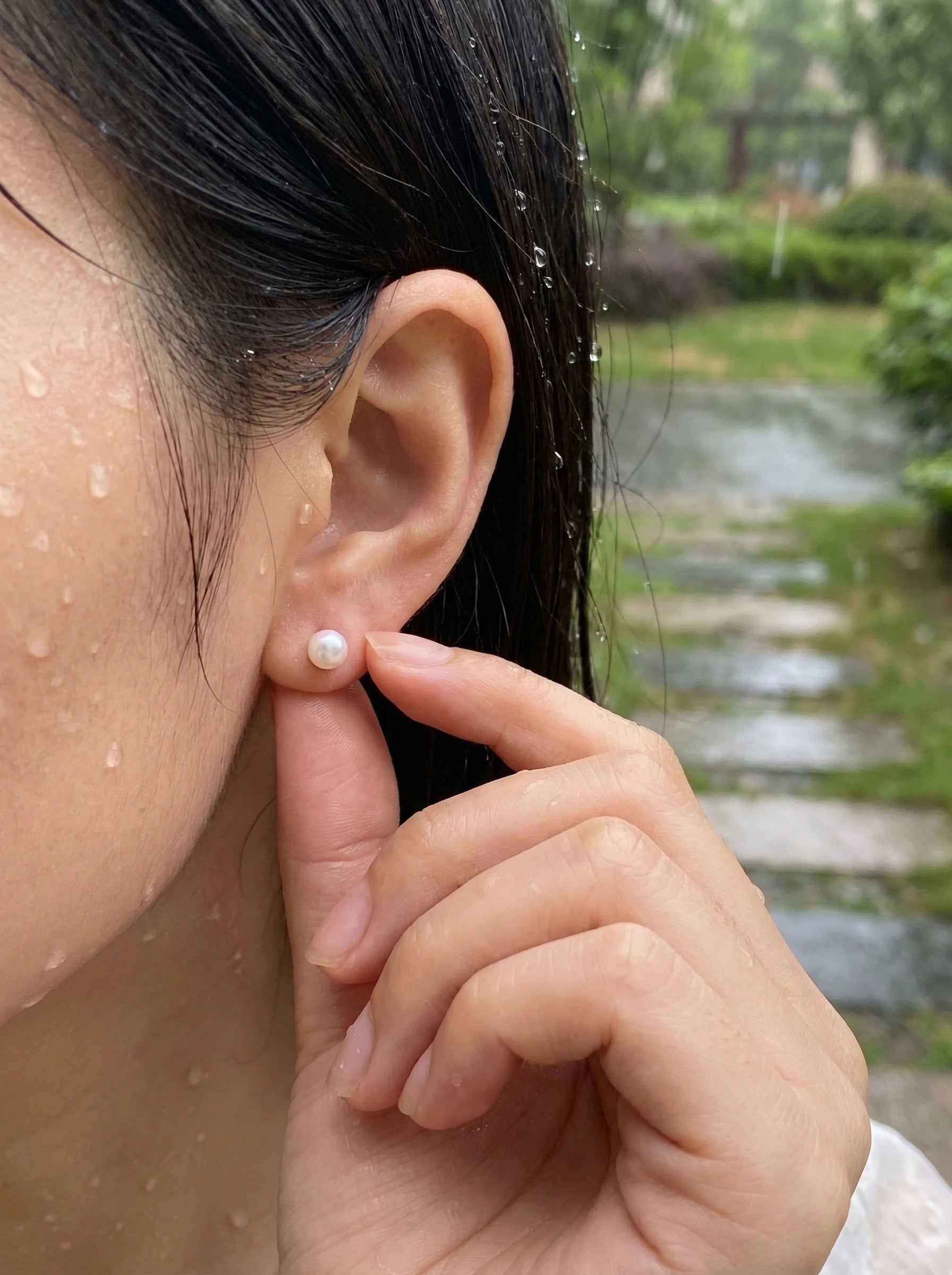 Simple Fresh Water Pearl Edelstahl Ohrringe - Produktbild 8
