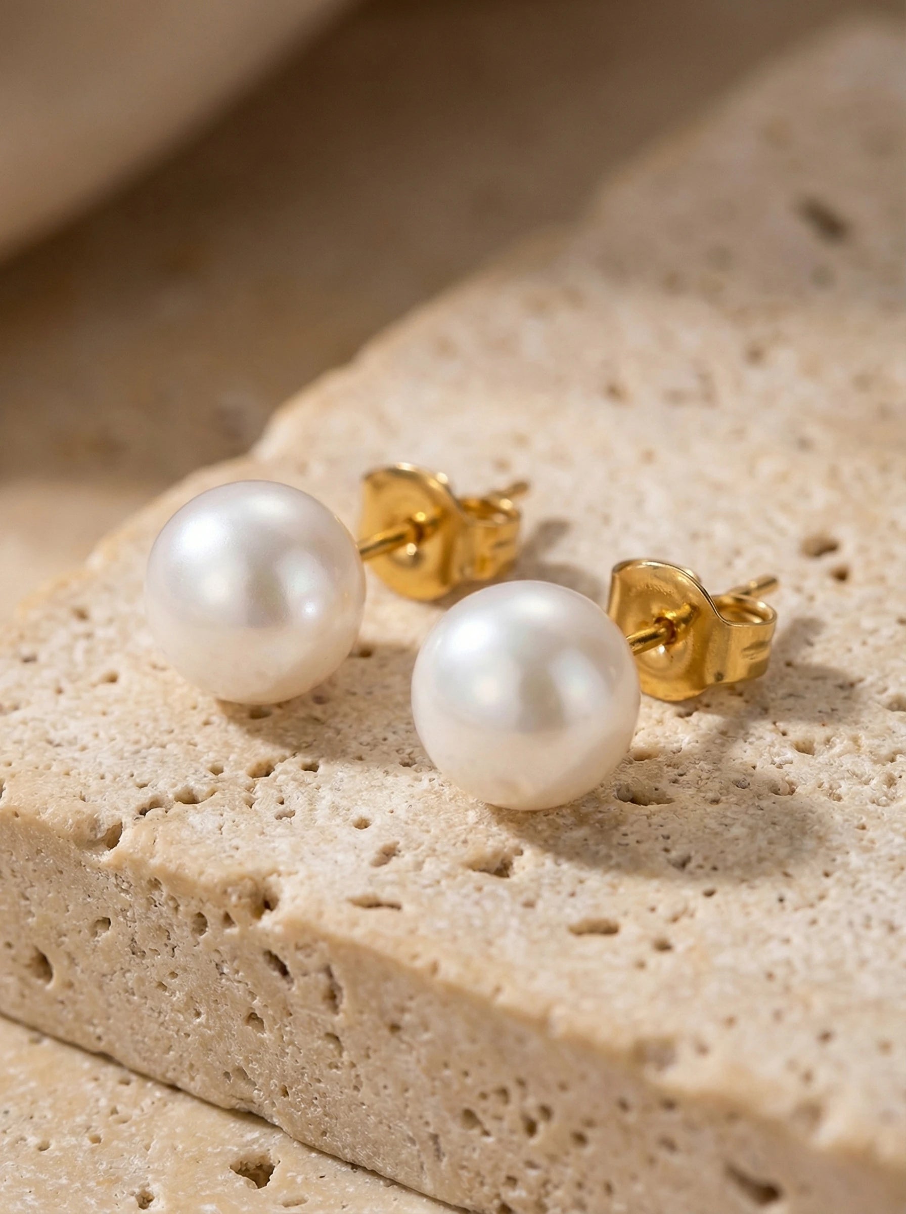 Simple Fresh Water Pearl Edelstahl Ohrringe - Produktbild 2