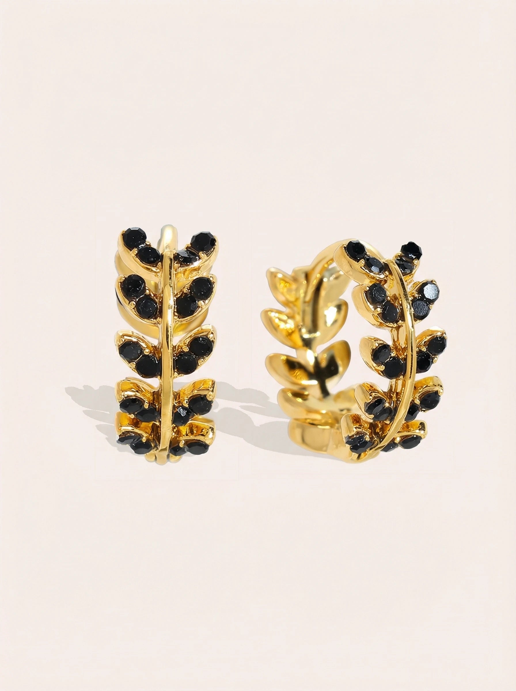 Diamond Leaf And Shimmer Leaf Edelstahl Ohrringe