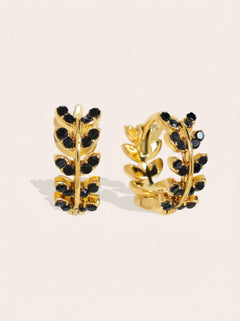 Diamond Leaf And Shimmer Leaf Edelstahl Ohrringe