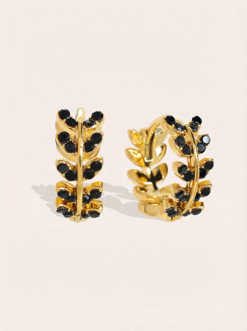 Diamond Leaf And Shimmer Leaf Edelstahl Ohrringe