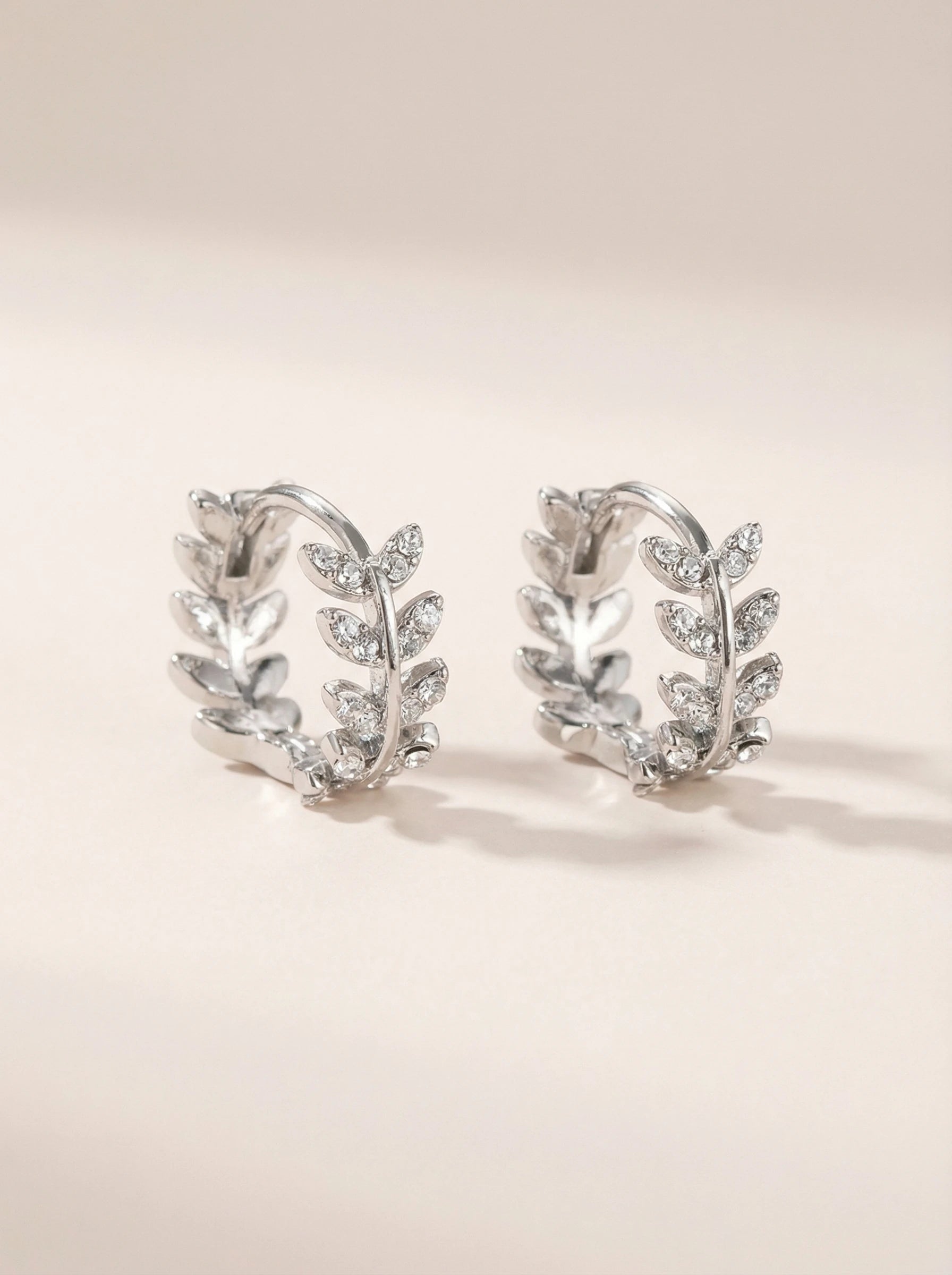 Diamond Leaf And Shimmer Leaf Edelstahl Ohrringe - Produktbild 10
