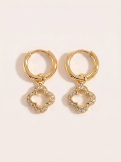 3D Diamond Hollow Lucky Flower Edelstahl Ohrringe