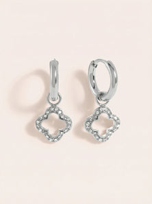 3D Diamond Hollow Lucky Flower Edelstahl Ohrringe - Produktbild 9