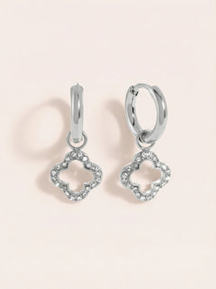 3D Diamond Hollow Lucky Flower Edelstahl Ohrringe - Produktbild 9