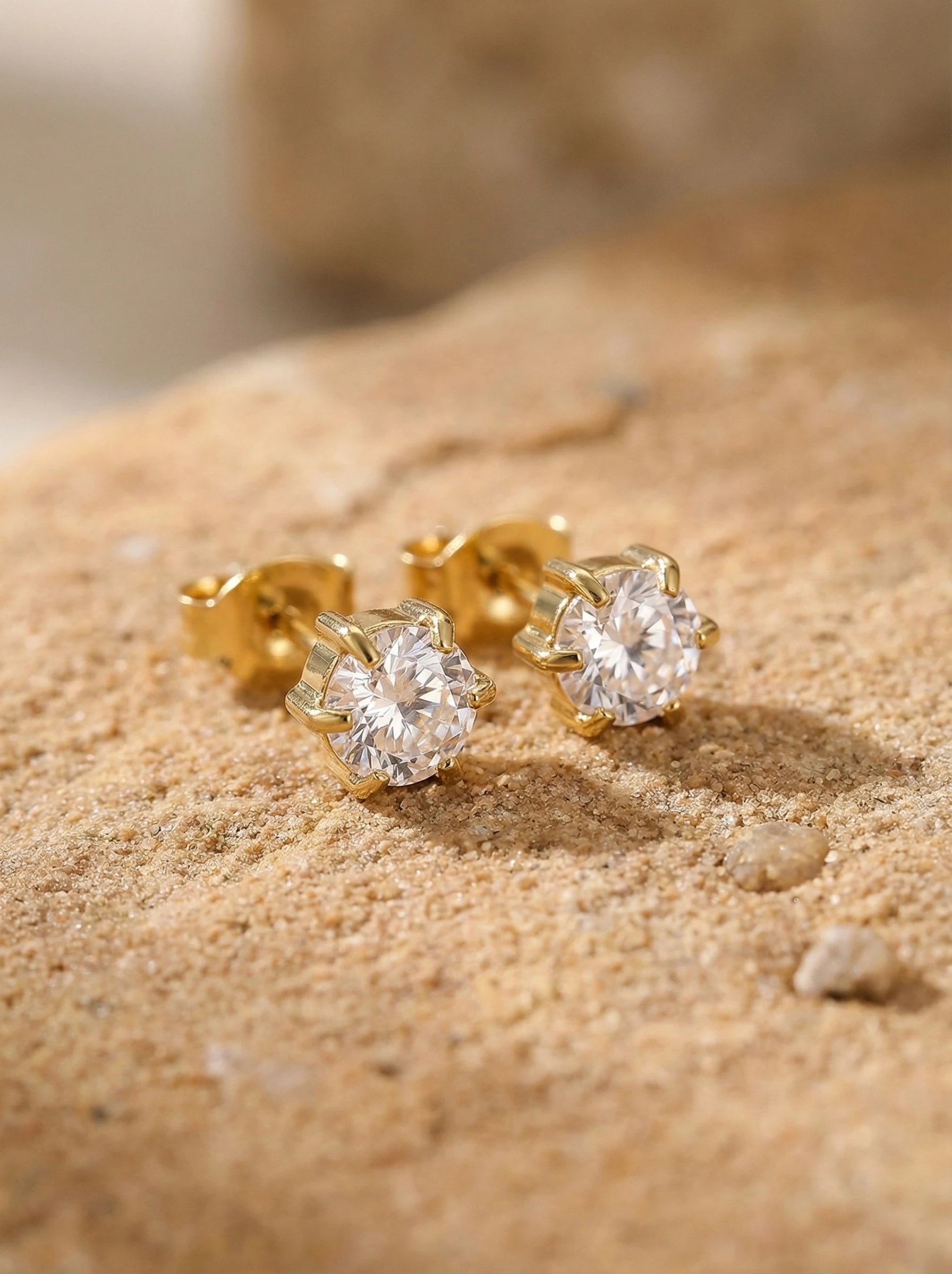 Simple Round Diamond Edelstahl Ohrringe - Produktbild 2