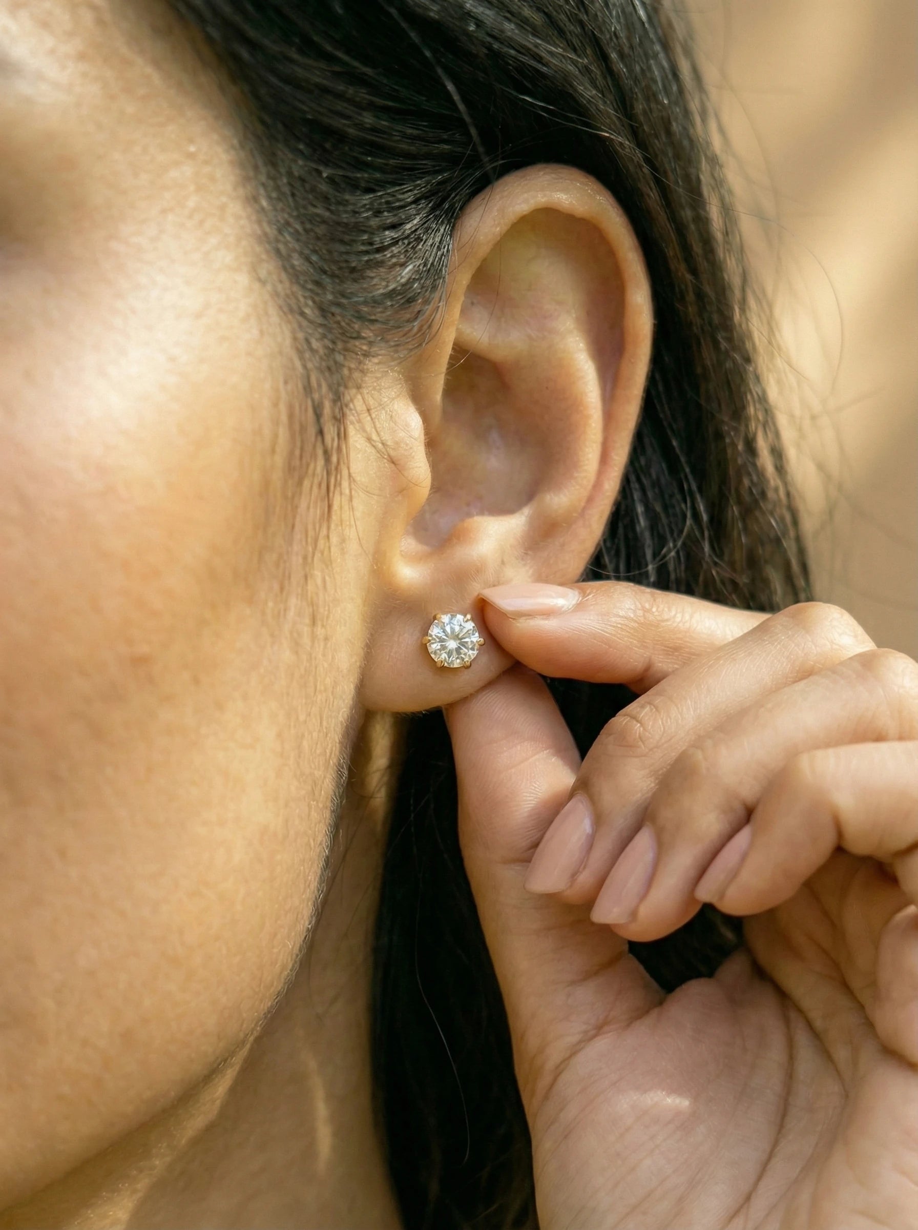 Simple Round Diamond Edelstahl Ohrringe - Produktbild 5