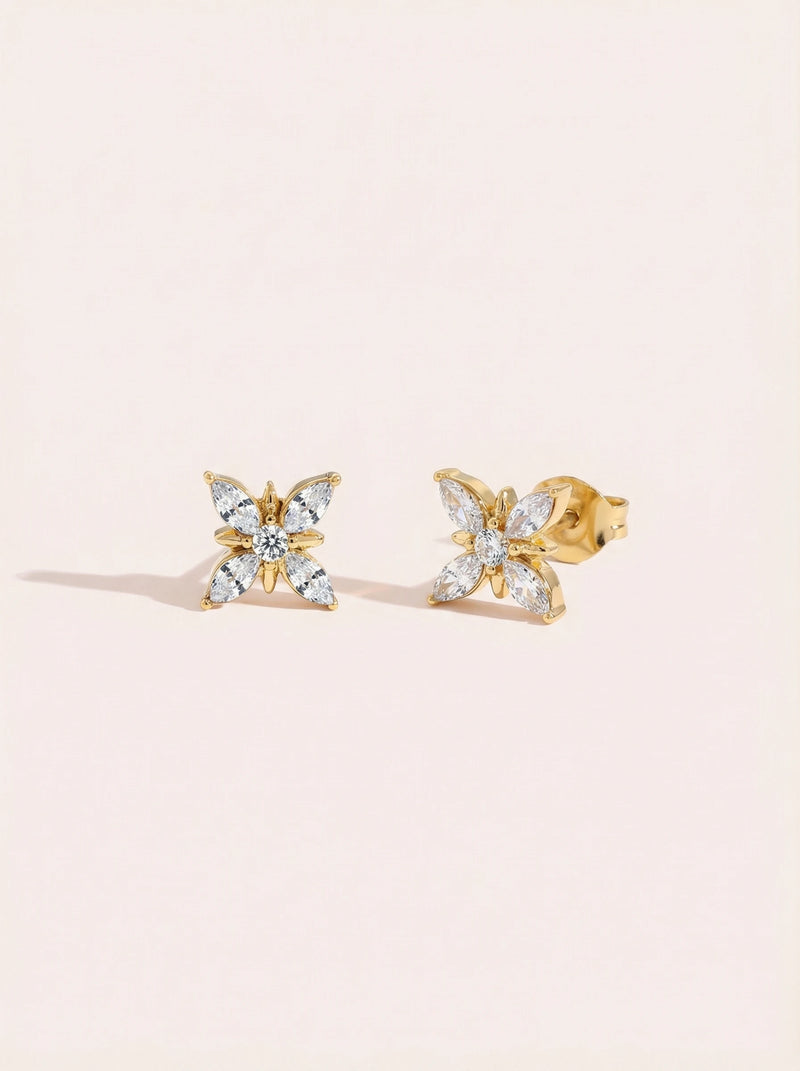 Diamond Shape Flower Edelstahl Ohrringe