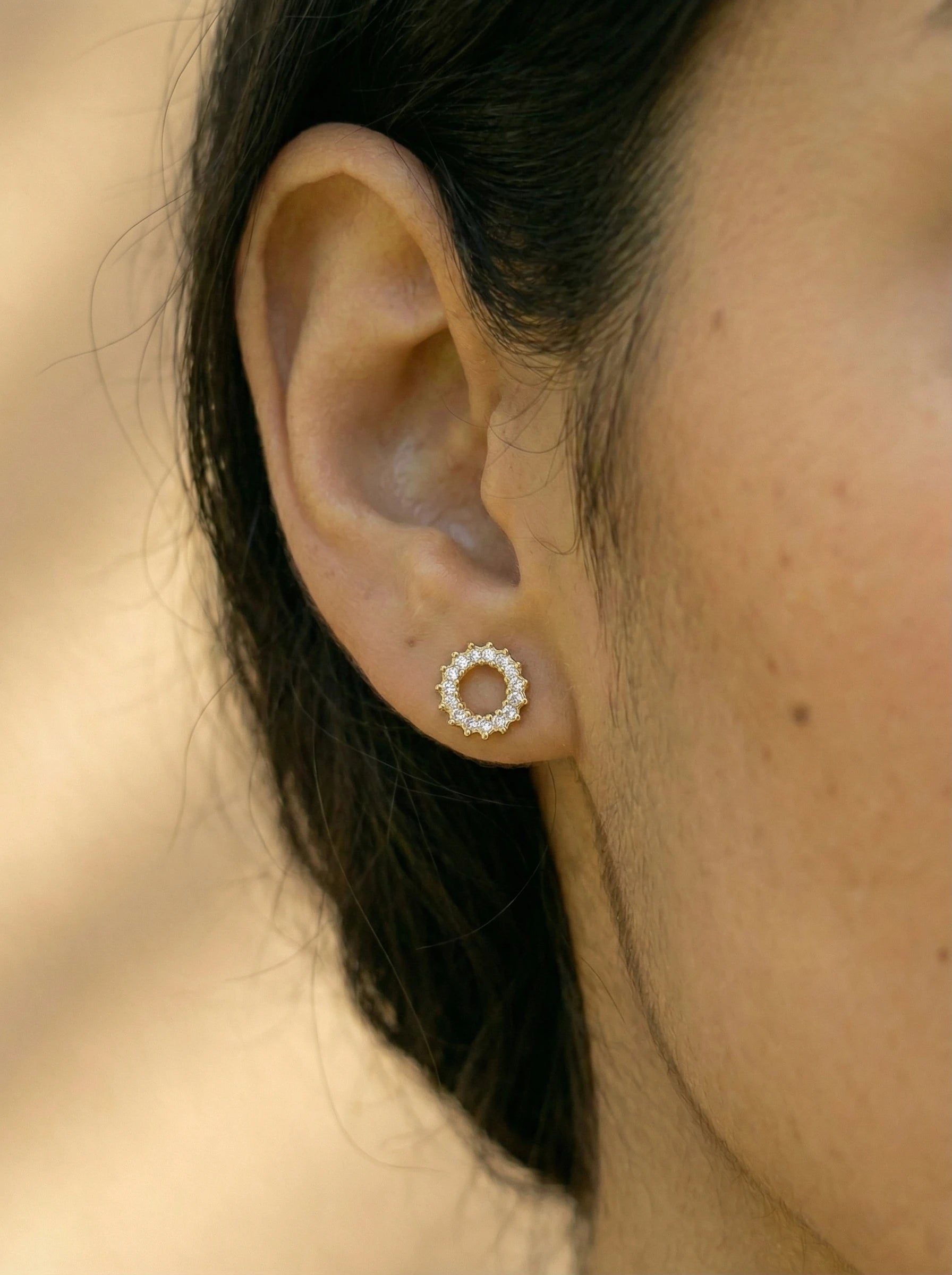 Cycle Flower Diamond Edelstahl Ohrringe - Produktbild 4