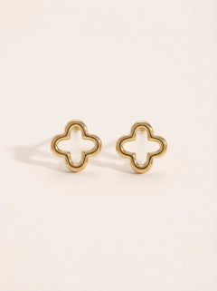 Simple Hollow Lucky Flower Edelstahl Ohrringe