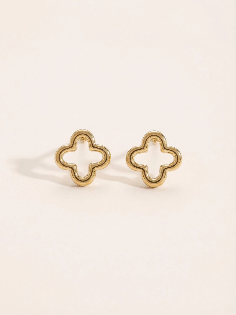 Simple Hollow Lucky Flower Edelstahl Ohrringe