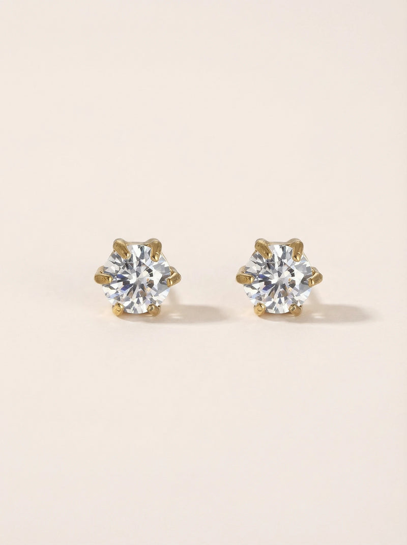 Simple Round Diamond Edelstahl Ohrringe