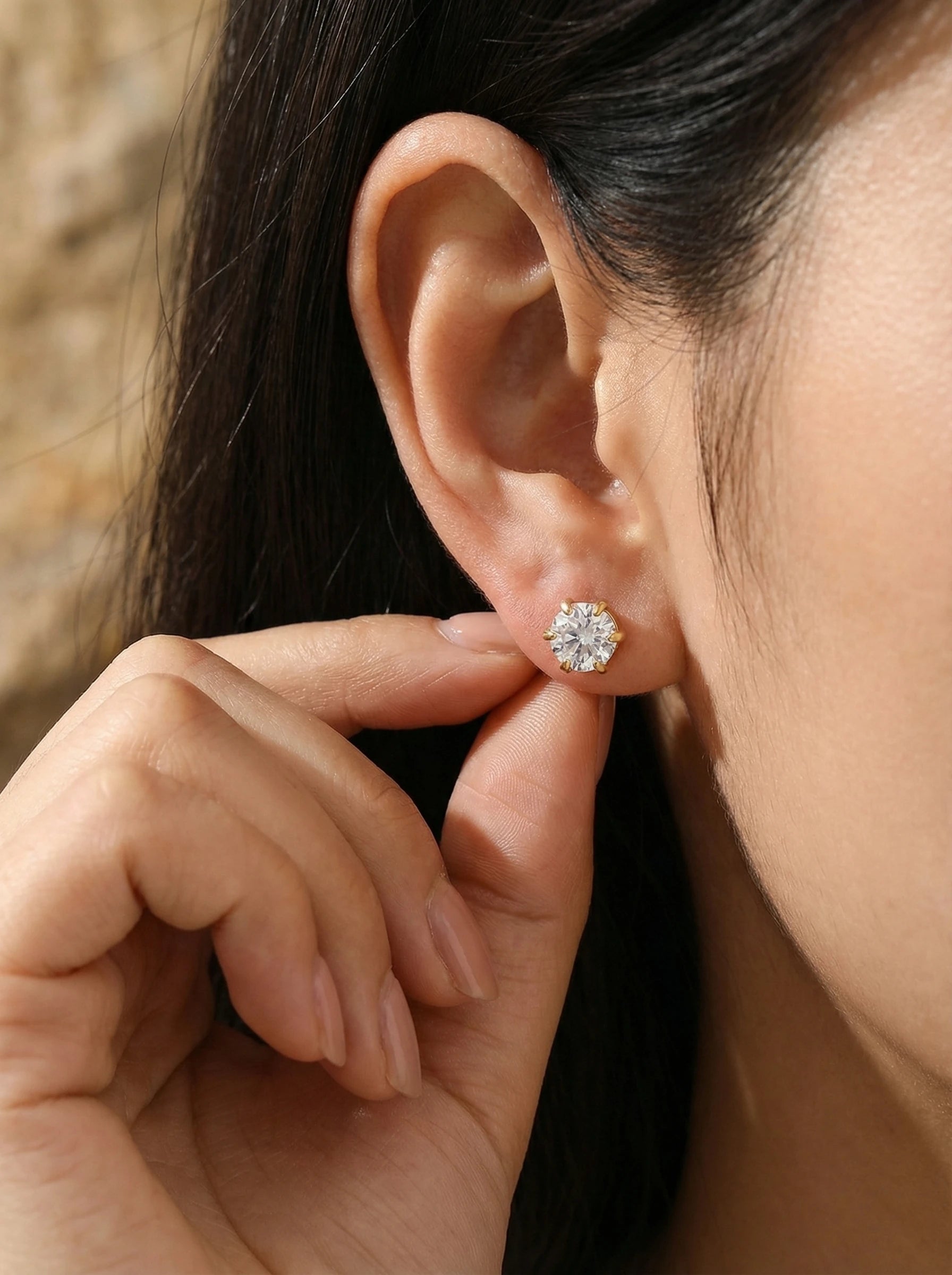 Simple Round Diamond Edelstahl Ohrringe - Produktbild 5