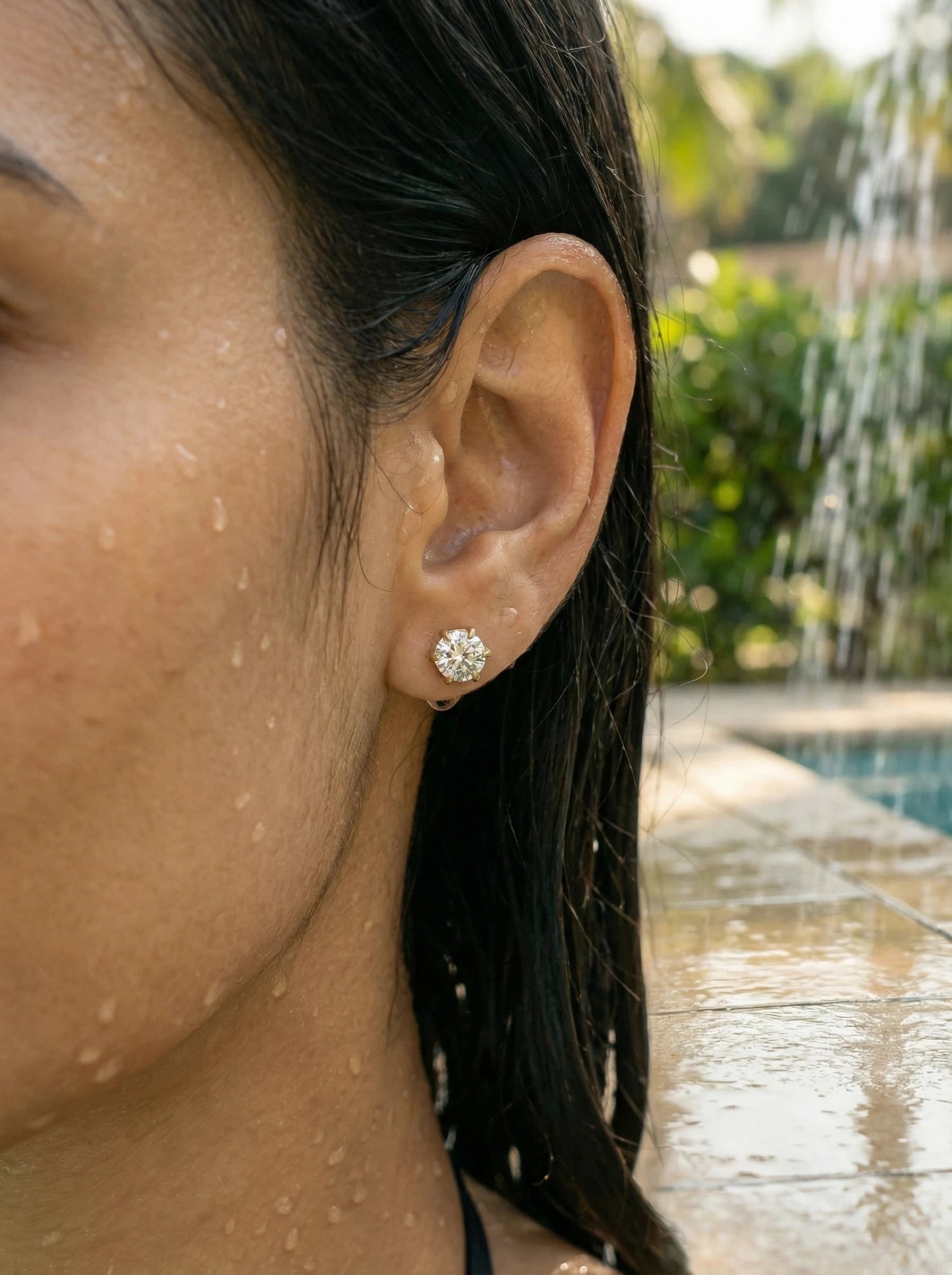 Simple Round Diamond Edelstahl Ohrringe - Produktbild 8