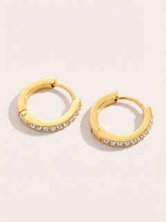 Simple Diamonds Hoop Edelstahl Ohrringe