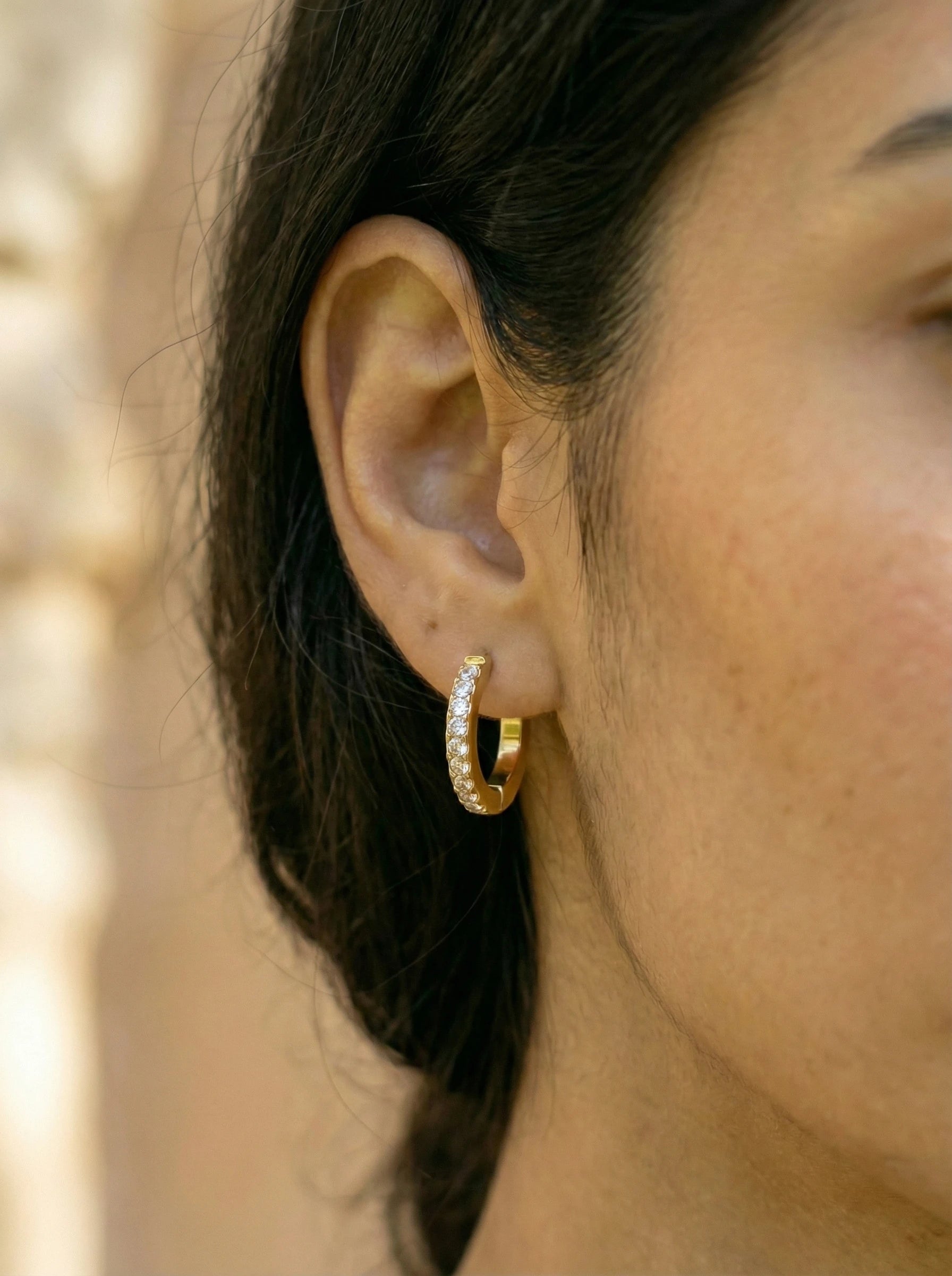 Simple Diamonds Hoop Edelstahl Ohrringe - Produktbild 4