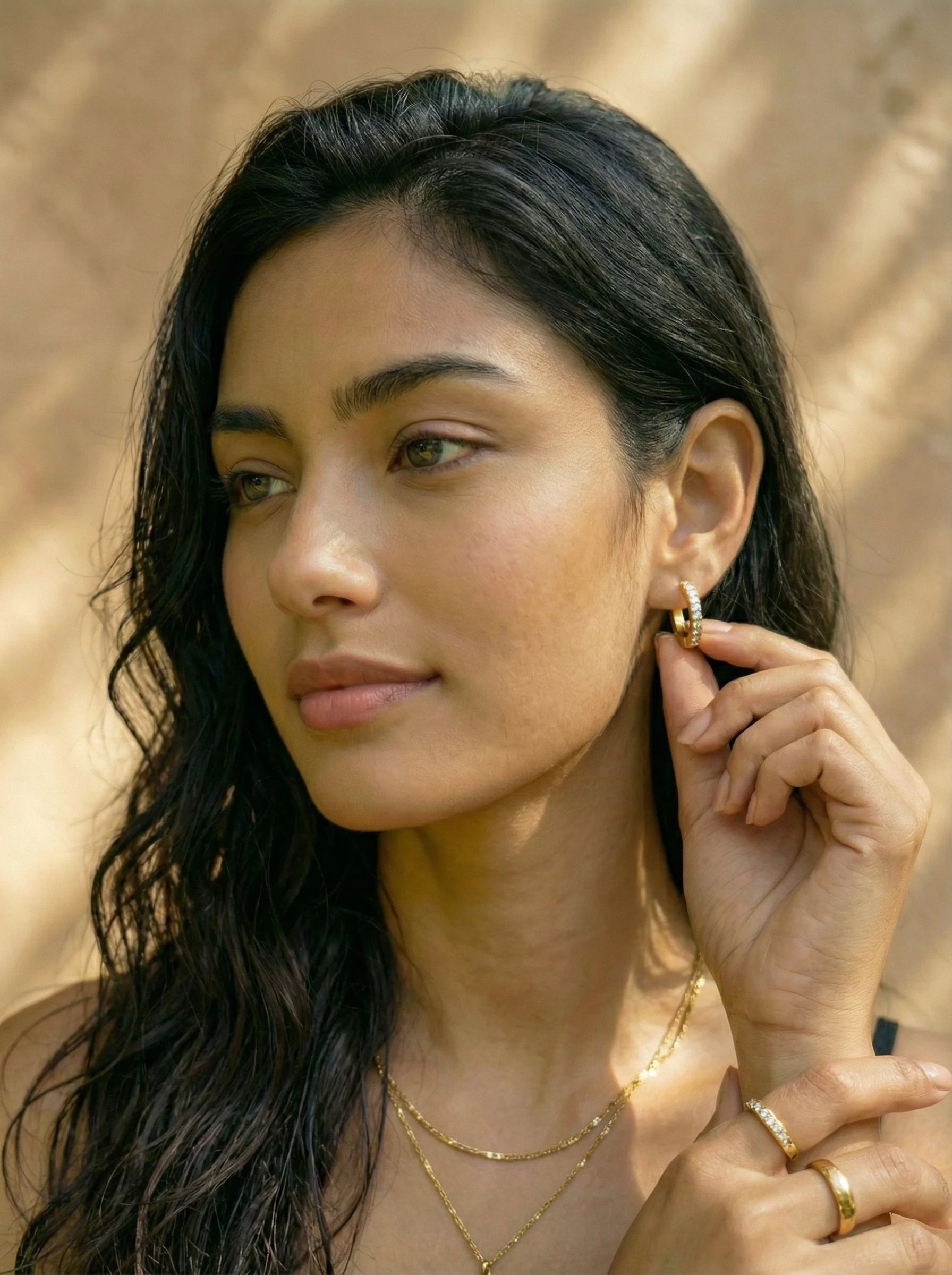 Simple Diamonds Hoop Edelstahl Ohrringe - Produktbild 7