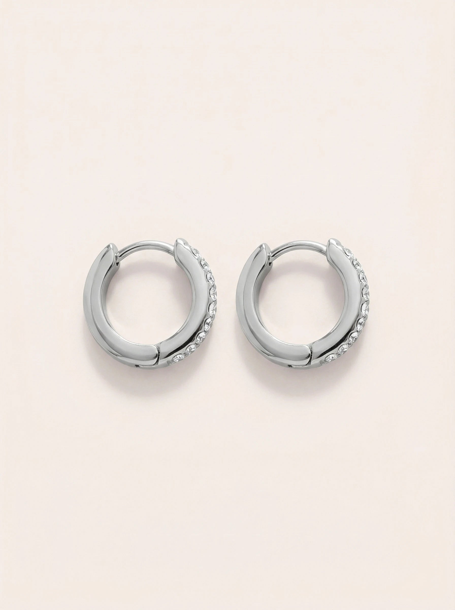 Simple Diamonds Hoop Edelstahl Ohrringe - Produktbild 9