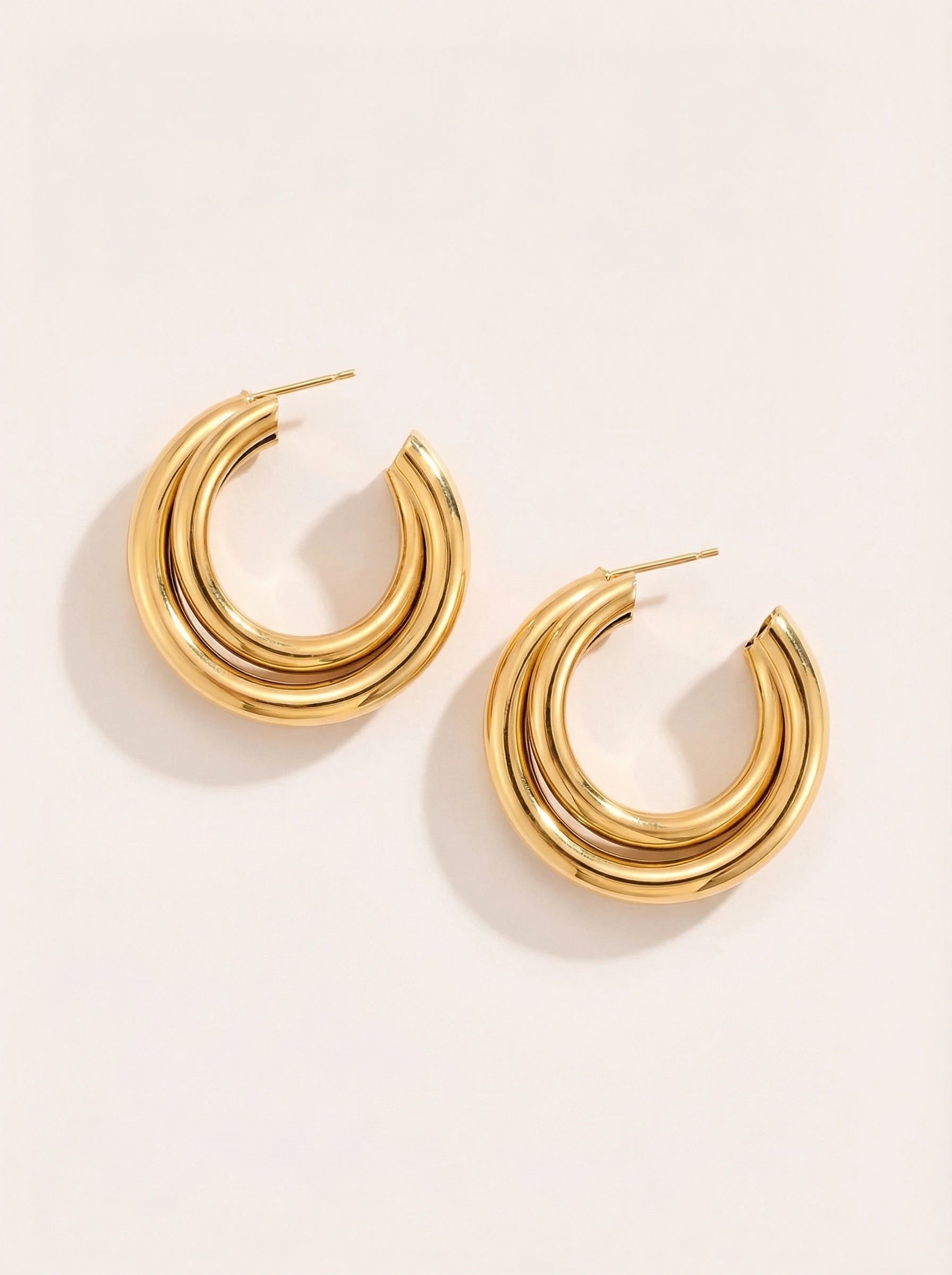 Two Hoop Edelstahl Ohrringe
