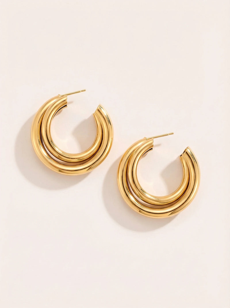 Two Hoop Edelstahl Ohrringe