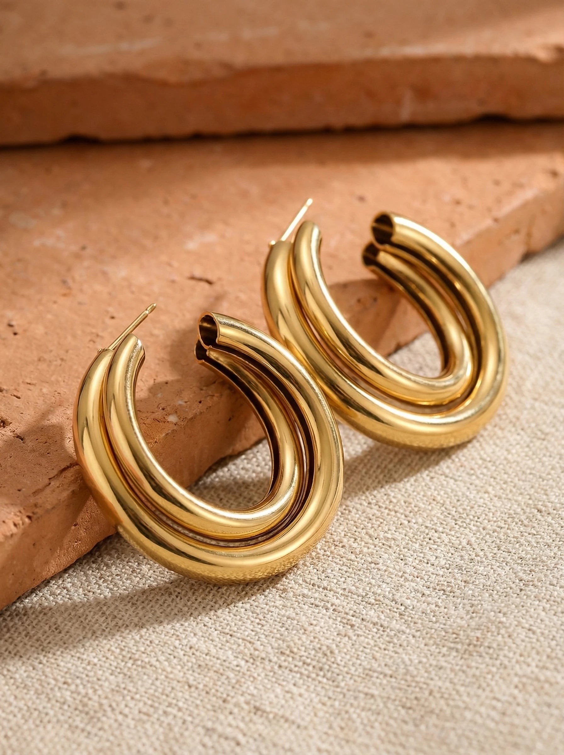 Two Hoop Edelstahl Ohrringe - Produktbild 2