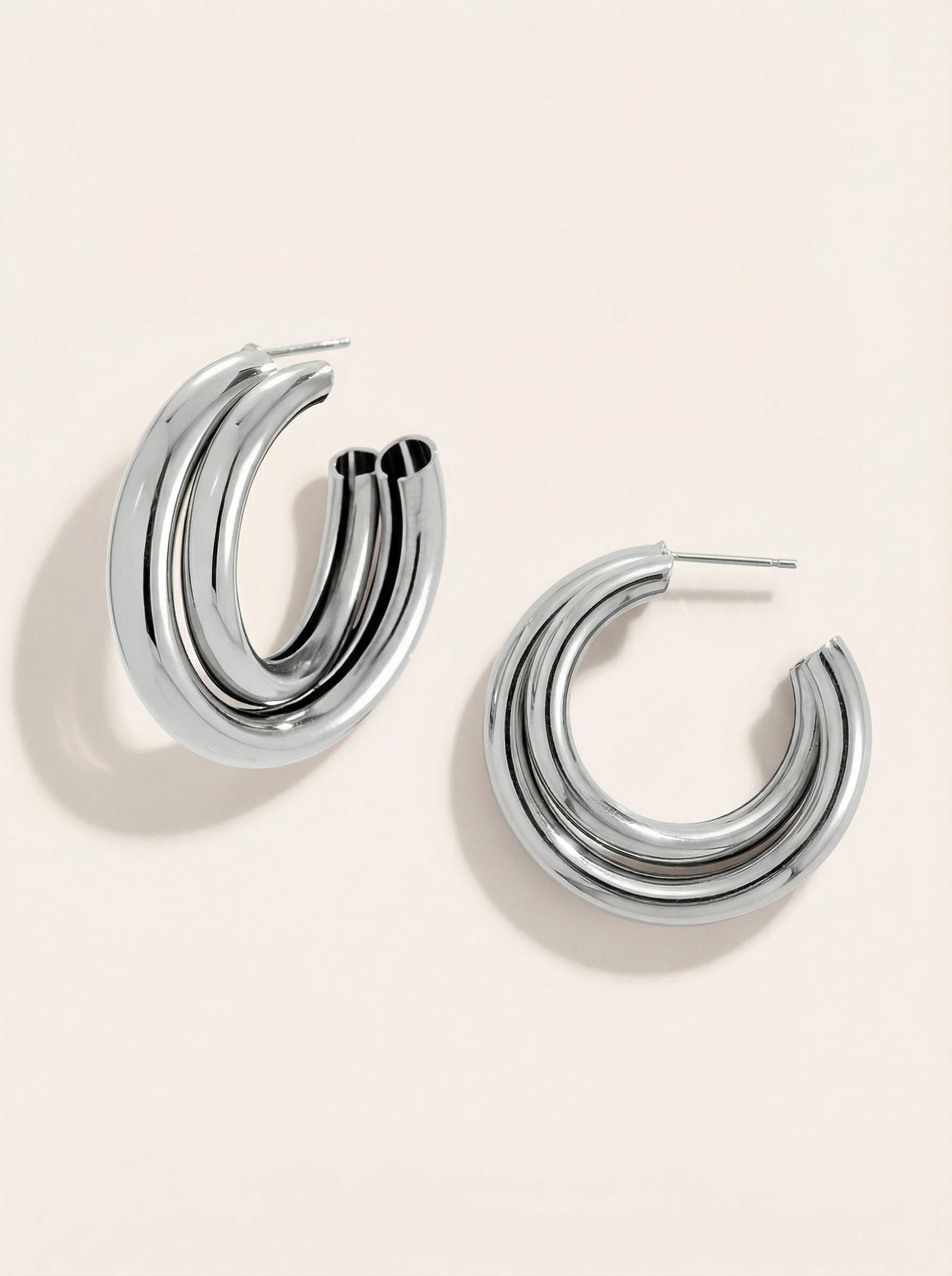 Two Hoop Edelstahl Ohrringe - Produktbild 8