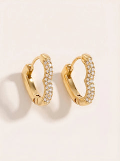 Diamond Heart Hoop Edelstahl Ohrringe