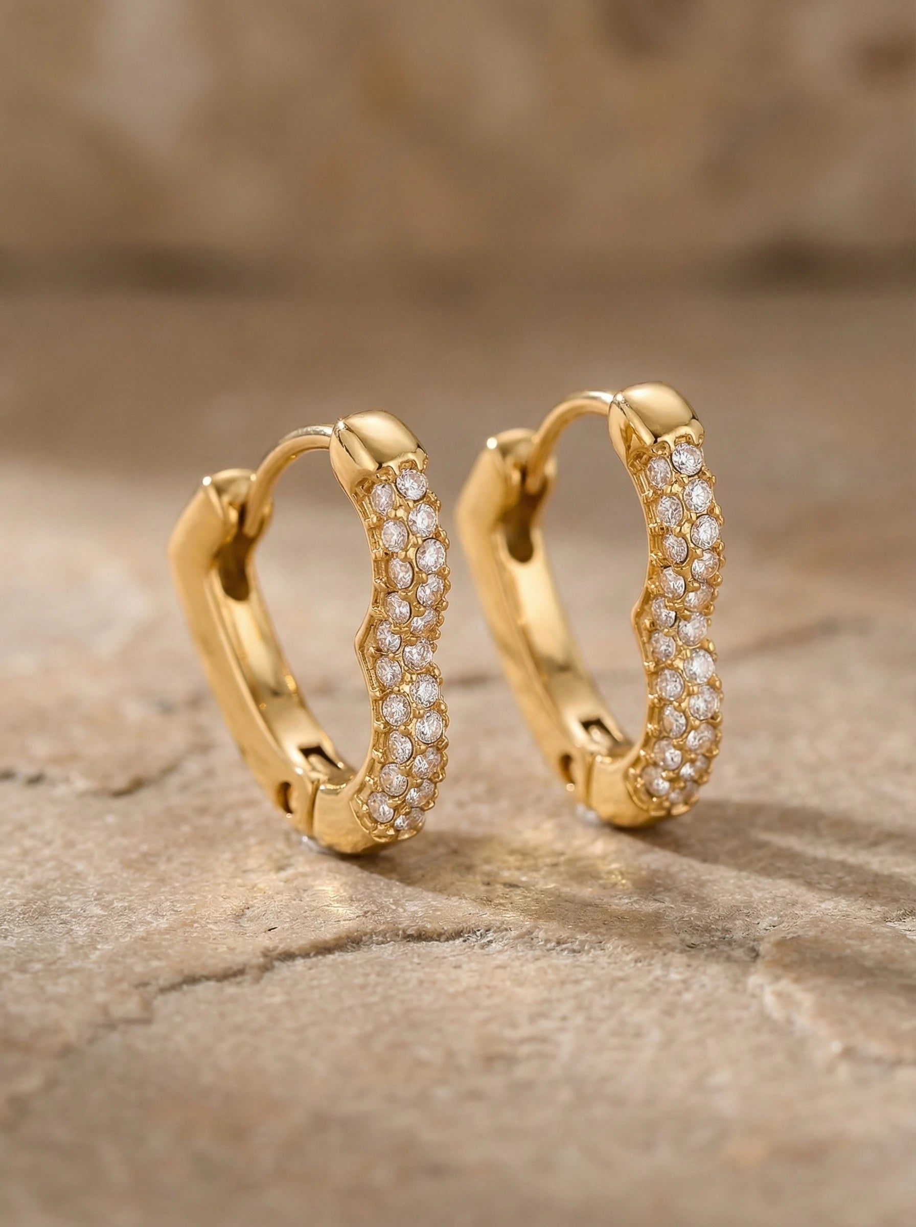 Diamond Heart Hoop Edelstahl Ohrringe - Produktbild 2