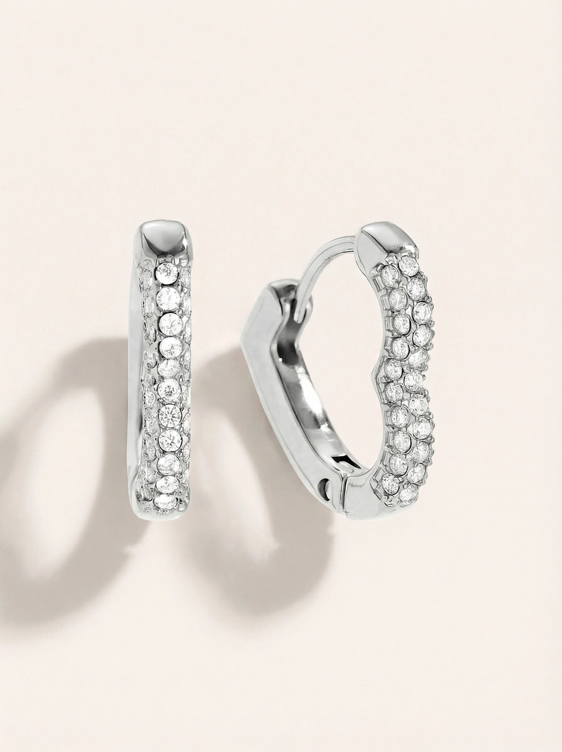 Diamond Heart Hoop Edelstahl Ohrringe - Produktbild 8