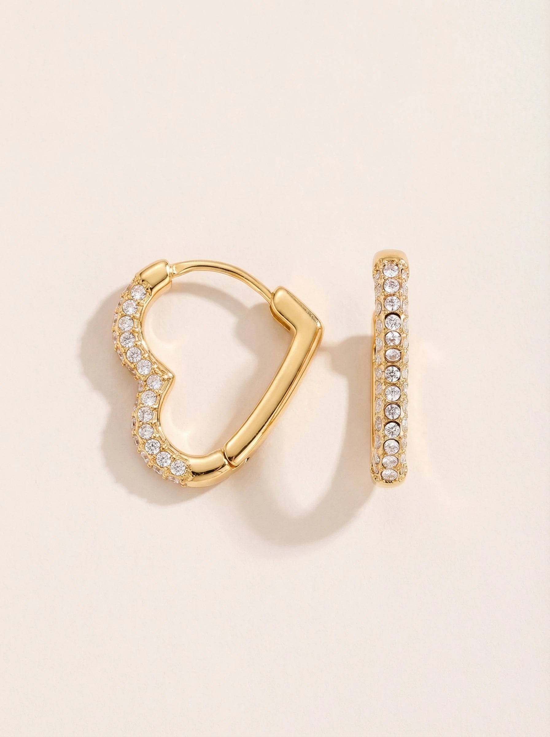 Diamond Heart Hoop Edelstahl Ohrringe