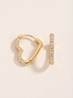 Diamond Heart Hoop Edelstahl Ohrringe