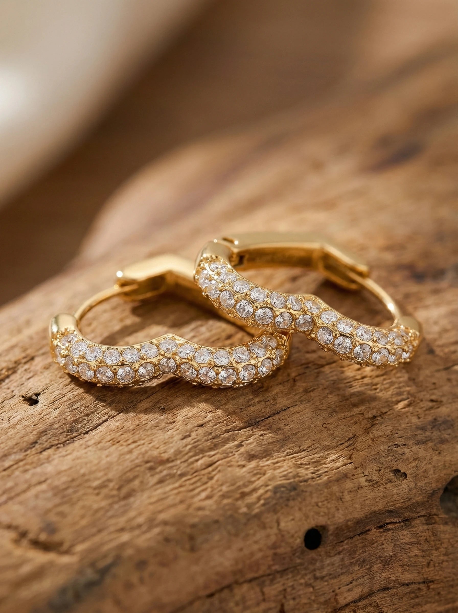 Diamond Heart Hoop Edelstahl Ohrringe - Produktbild 2