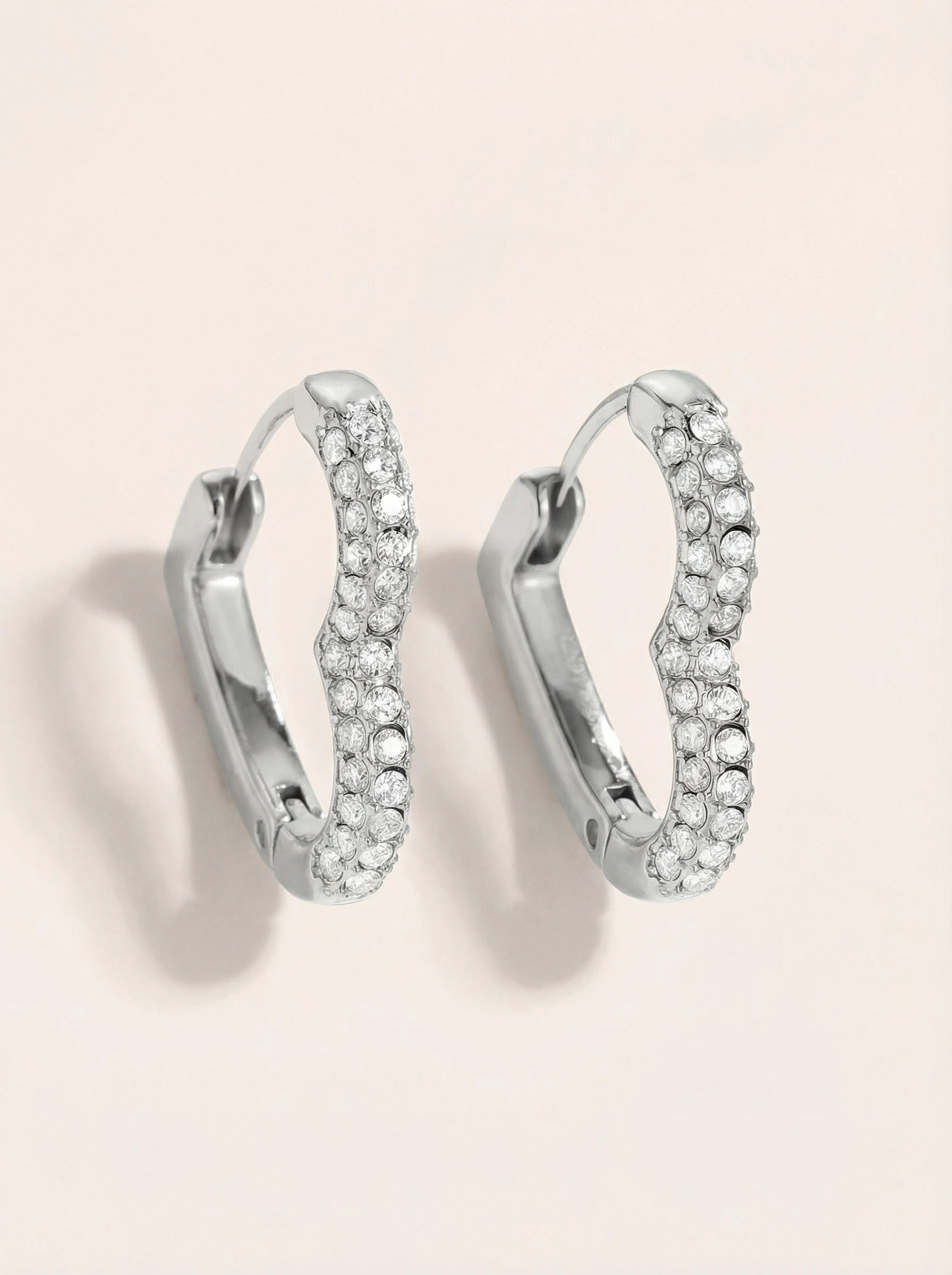 Diamond Heart Hoop Edelstahl Ohrringe - Produktbild 9