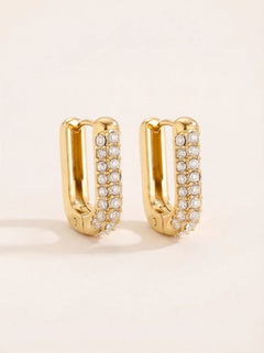 Diamond Oval Hoop Edelstahl Ohrringe