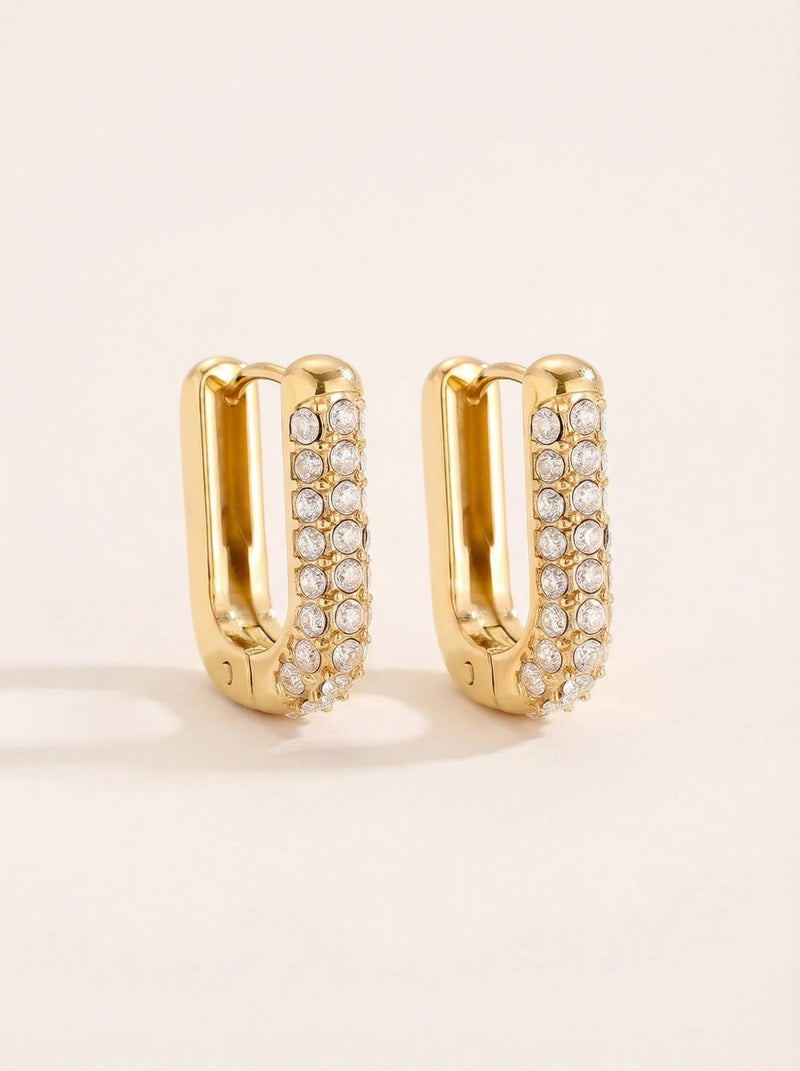 Diamond Oval Hoop Edelstahl Ohrringe